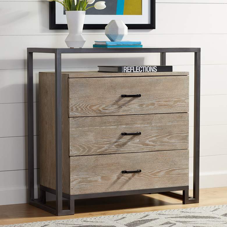 Liev 33 1/2&quot; Wide Wood - Metal 3-Drawer Modern Accent Chest