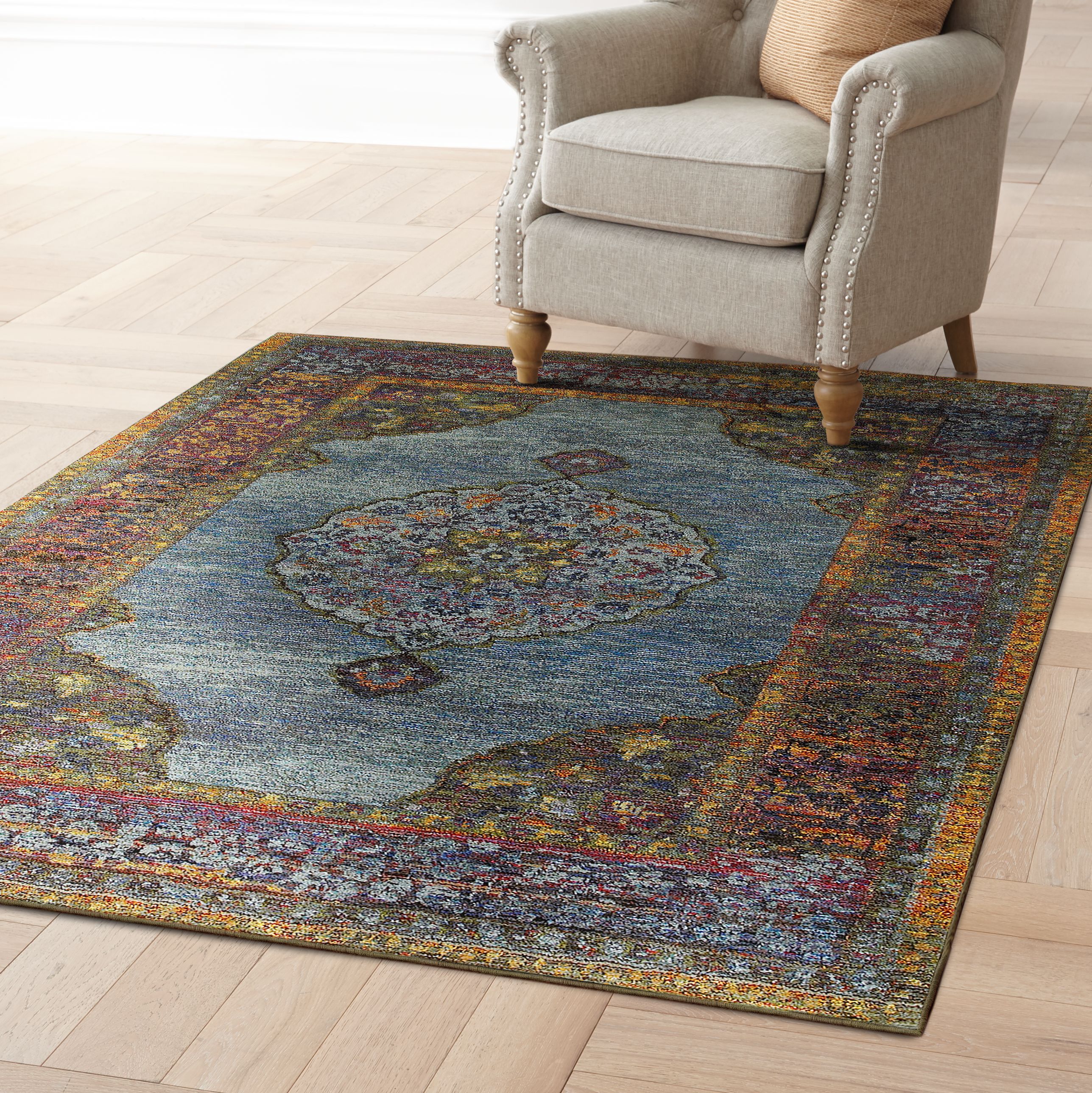 Andorra 7139A Multi-Color Blue Area Rug 