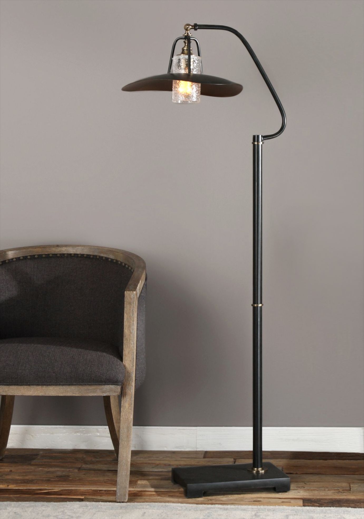 Uttermost 61" High Arkutino Aged Black Floor Lamp