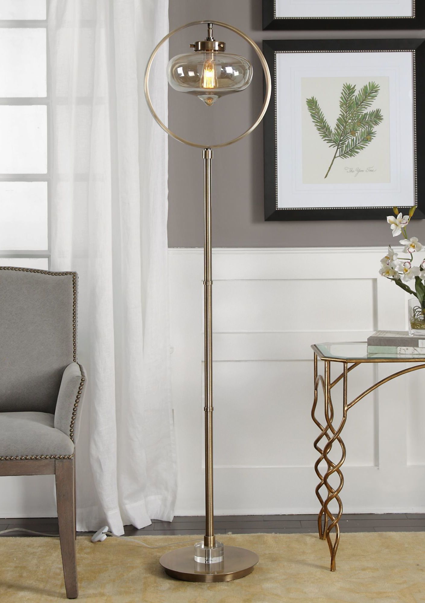 Uttermost 67" High Namura Antique Brass Floor Lamp