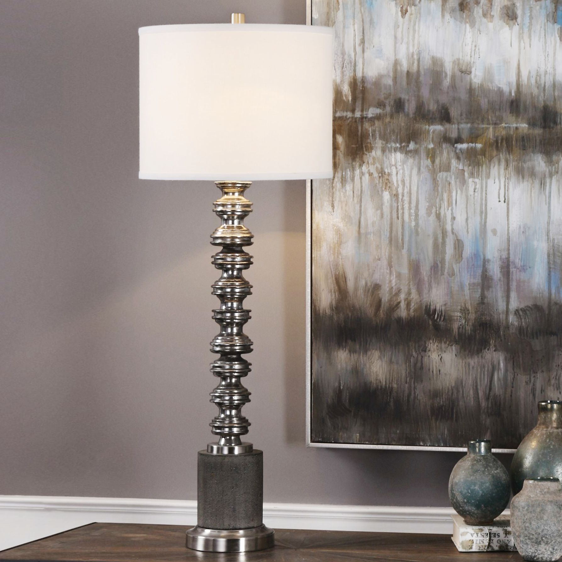 Uttermost Lauzon Burnished Silver Buffet Table Lamp