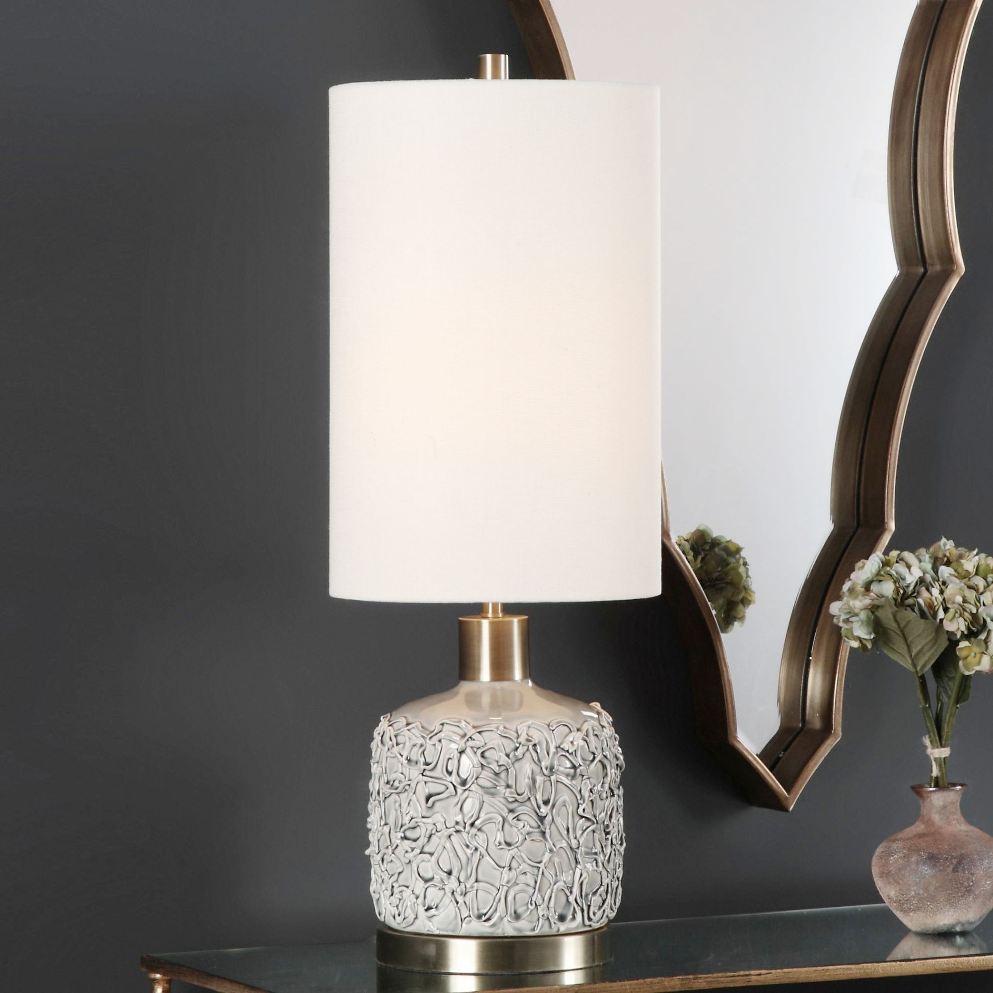 Uttermost Privola Gray Ceramic Buffet Table Lamp