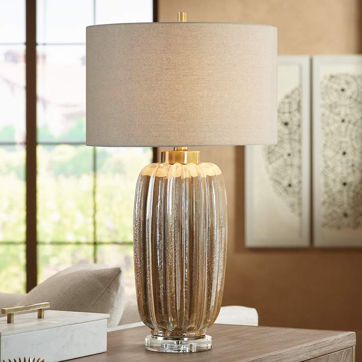 TALUCAH RUSTIC MODERN AGED RIBBED CERAMIC 22" ACCENT TABLE LAMP UTTERMOST 