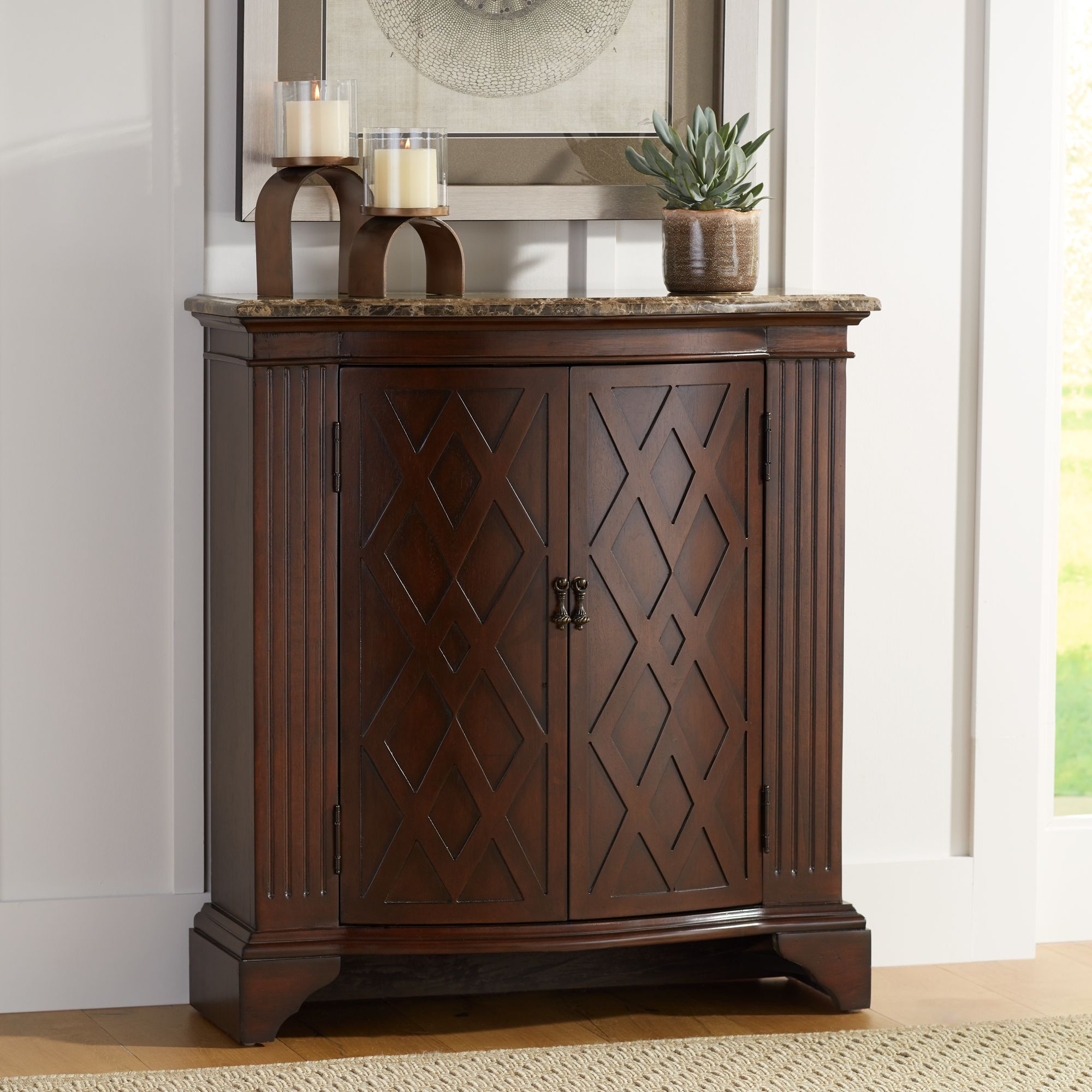 Barrister 32" Wide Diamond Doors Traditional Storage Chest