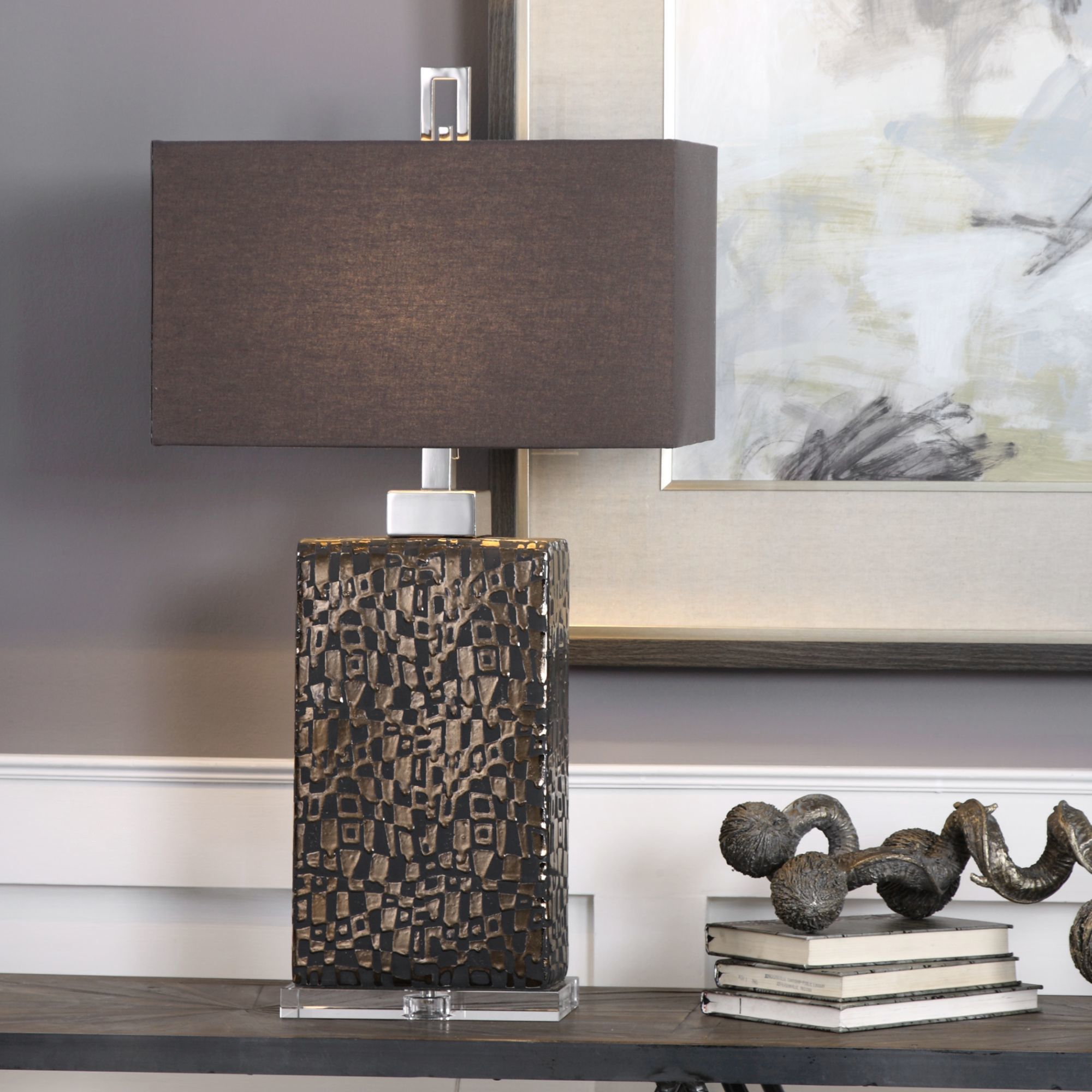 Uttermost Olavo Dark Bronze Ceramic Table Lamp
