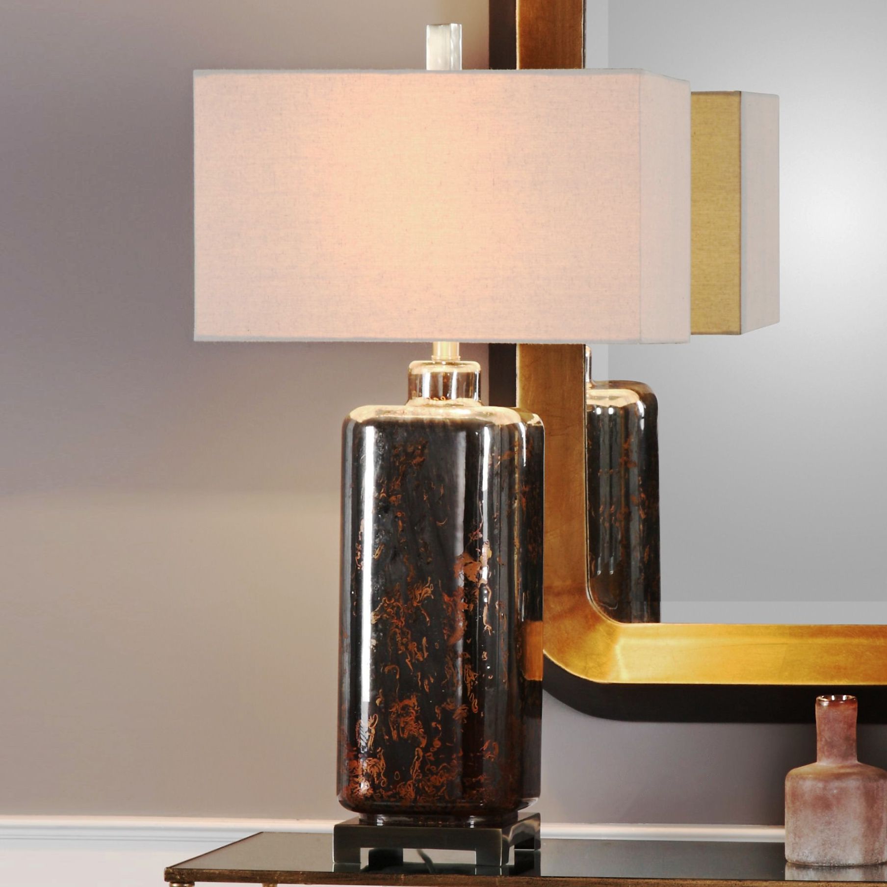 Uttermost Vanoise Rust Bronze Mercury Glass Table Lamp