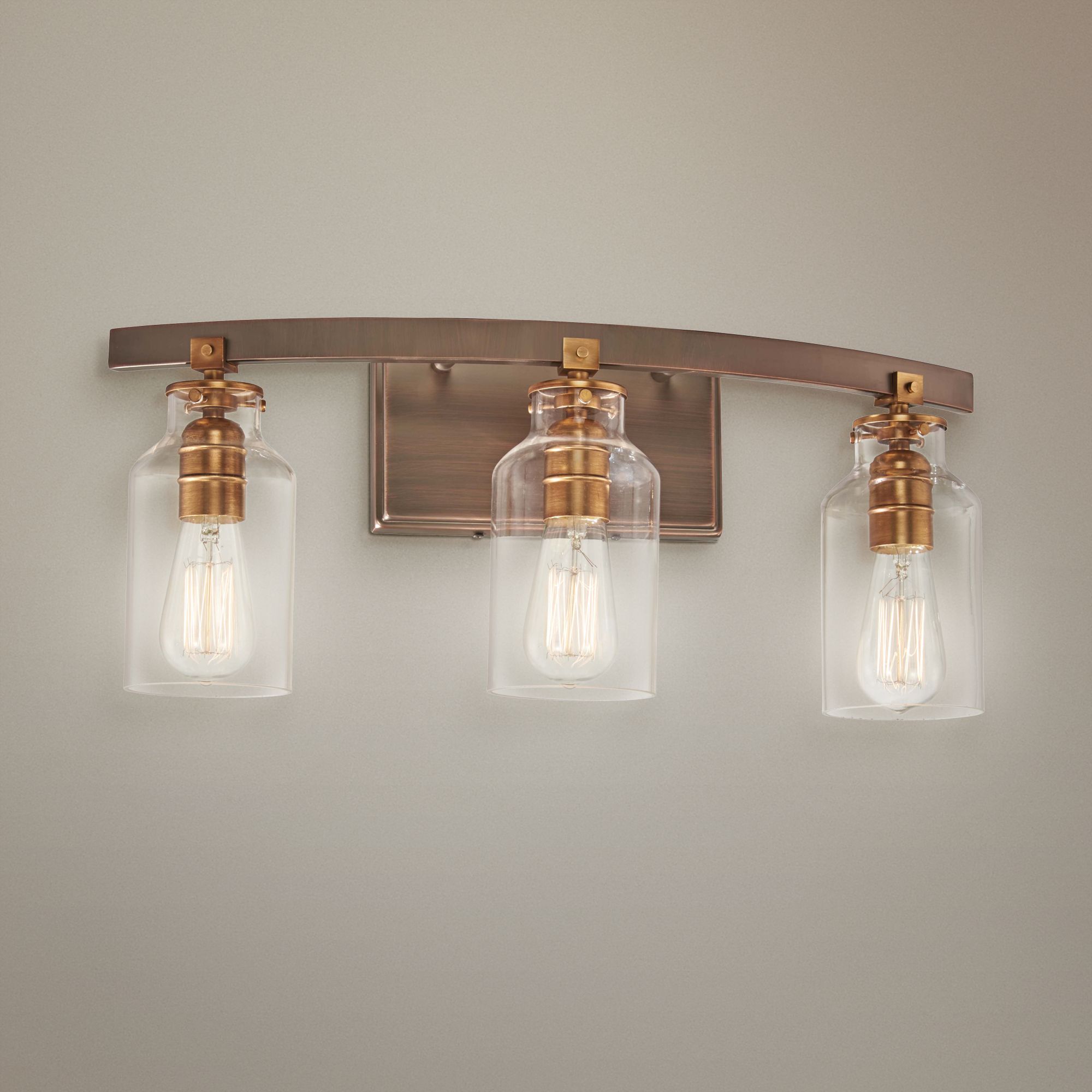 Morrow 22" Wide Bronze and Gold 3-Light Bath Light