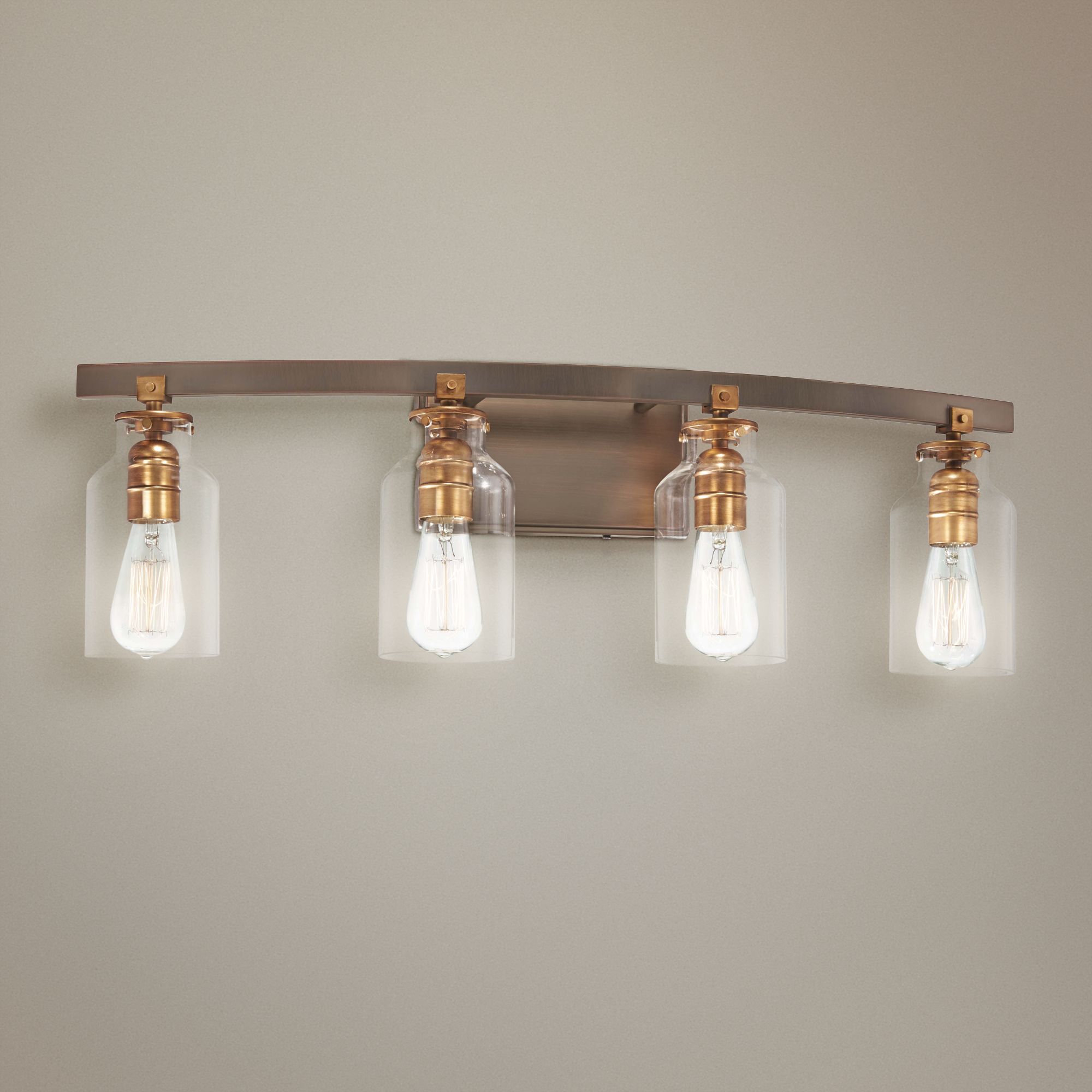 Morrow 30 1/4" Wide Bronze and Gold 4-Light Bath Light