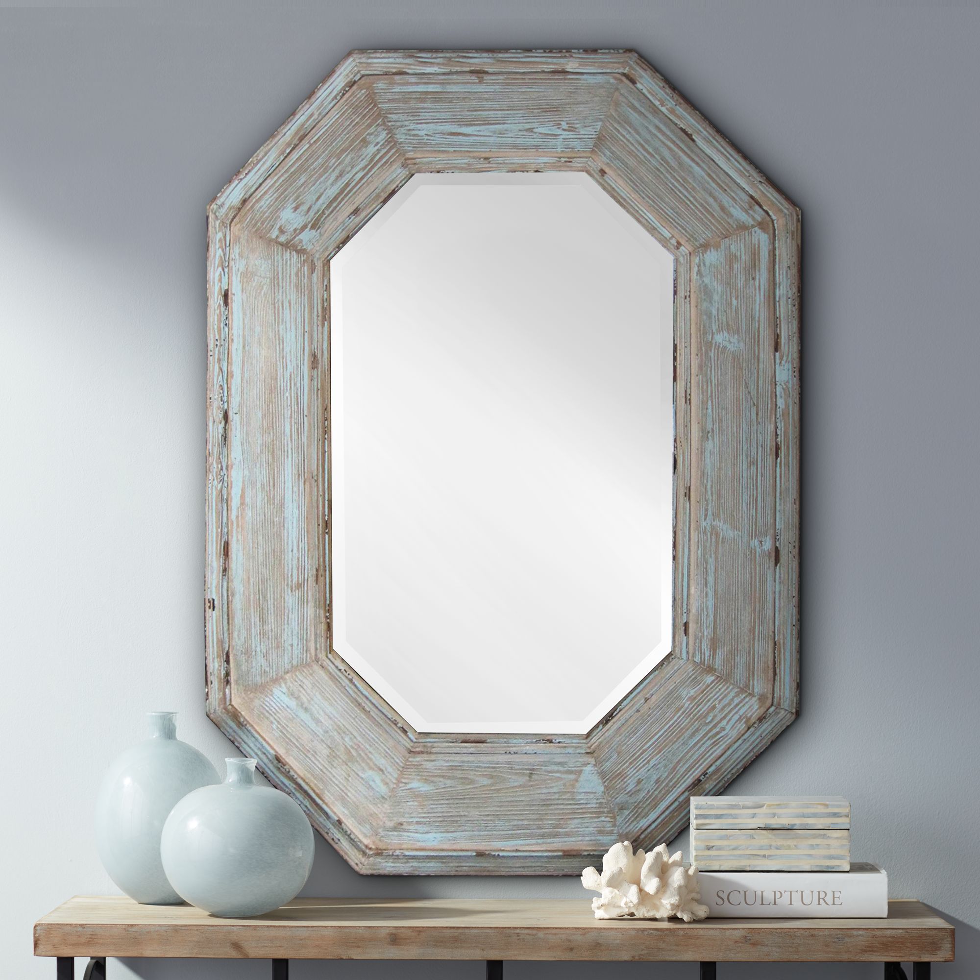 Sarge Natural and Gray 34 1/2" x 48" Wall Mirror