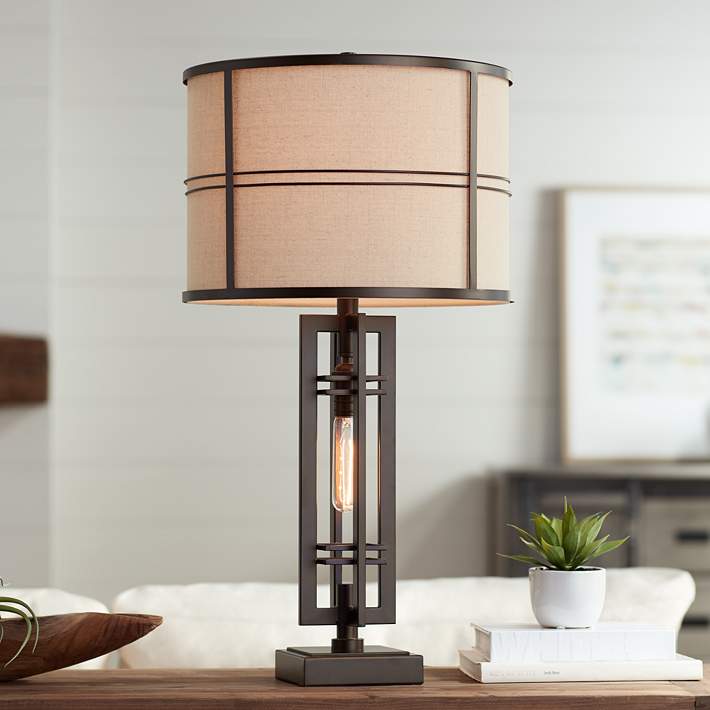 Elias Oil Rubbed Bronze Table Lamp With, Oil Rubbed Bronze Metal Table Lamp