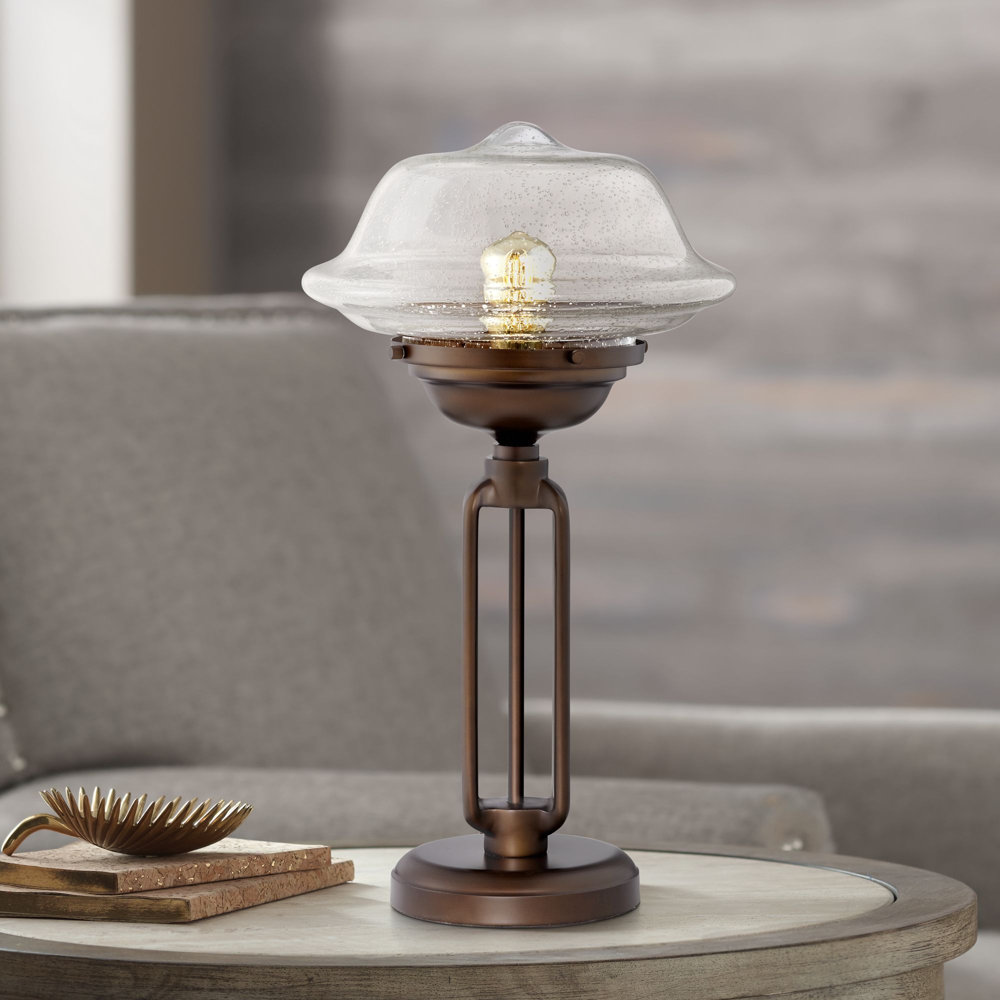 Josef Glass and Metal Accent Table Lamp