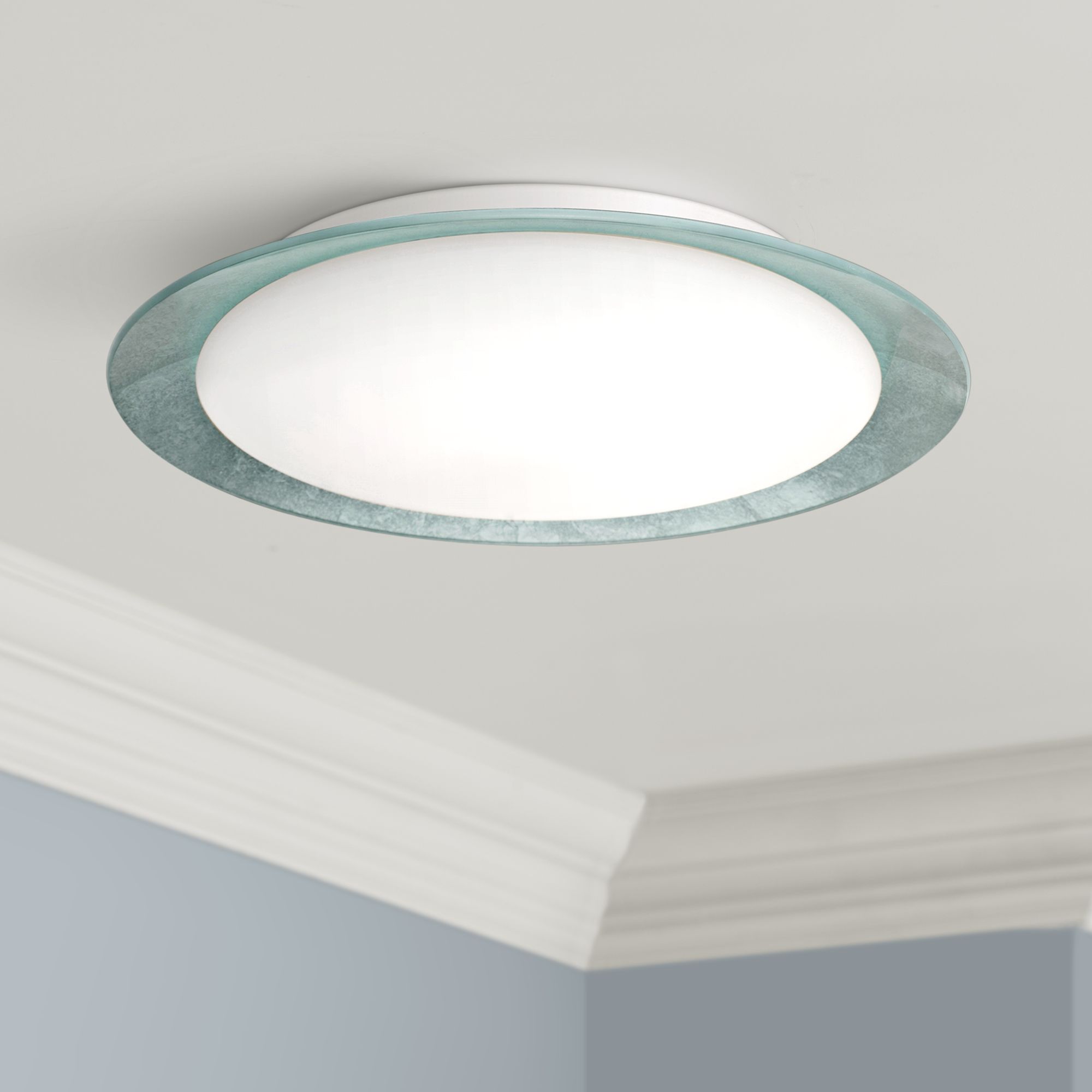 Besa Tuca 15 1/2"W Silver Foil Opal Matte LED Ceiling Light