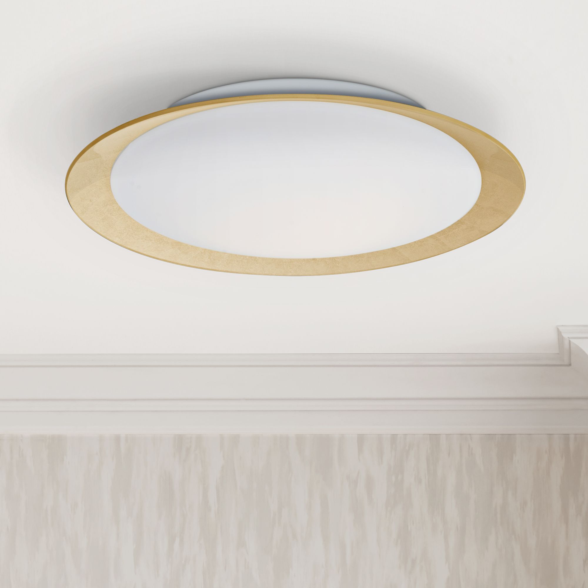 Besa Tuca 19 1/4" Wide Gold Foil Opal Matte LED Ceiling Light