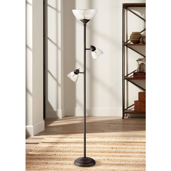 Riley Bronze 3 Light Tree Torchiere, Brightest Torchiere Floor Lamp