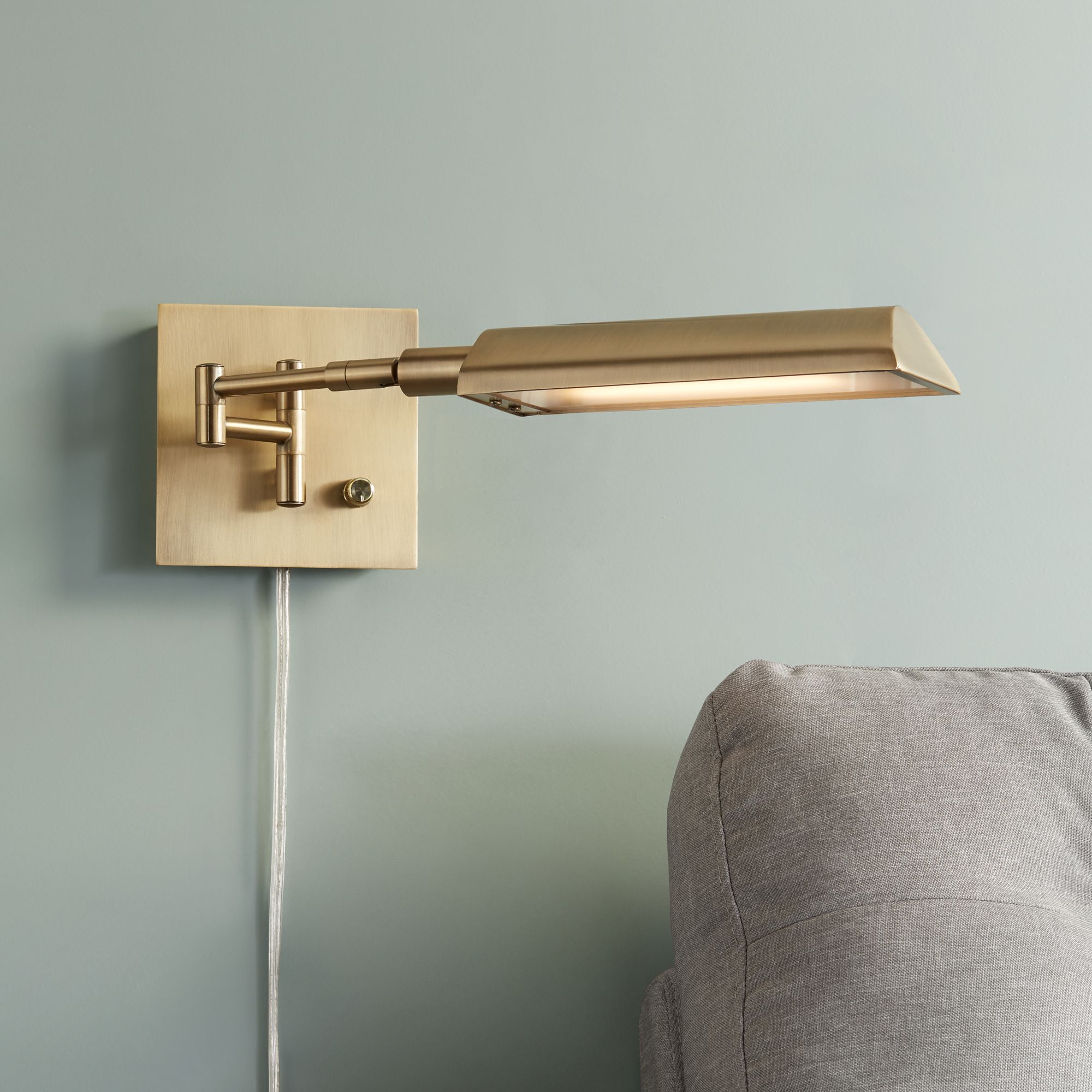 Jaxon Antique Brass Pharmacy LED Swing Arm Wall Lamp