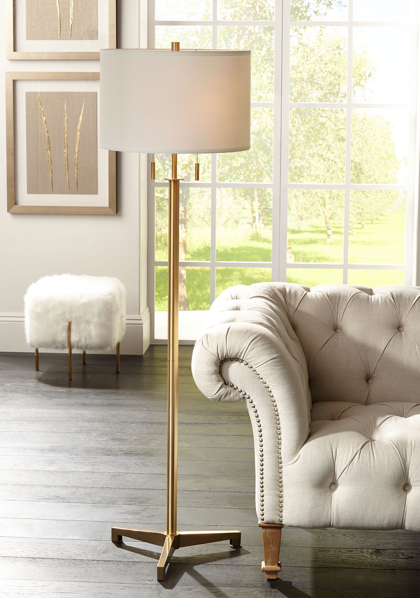 grey and gold floor lamp