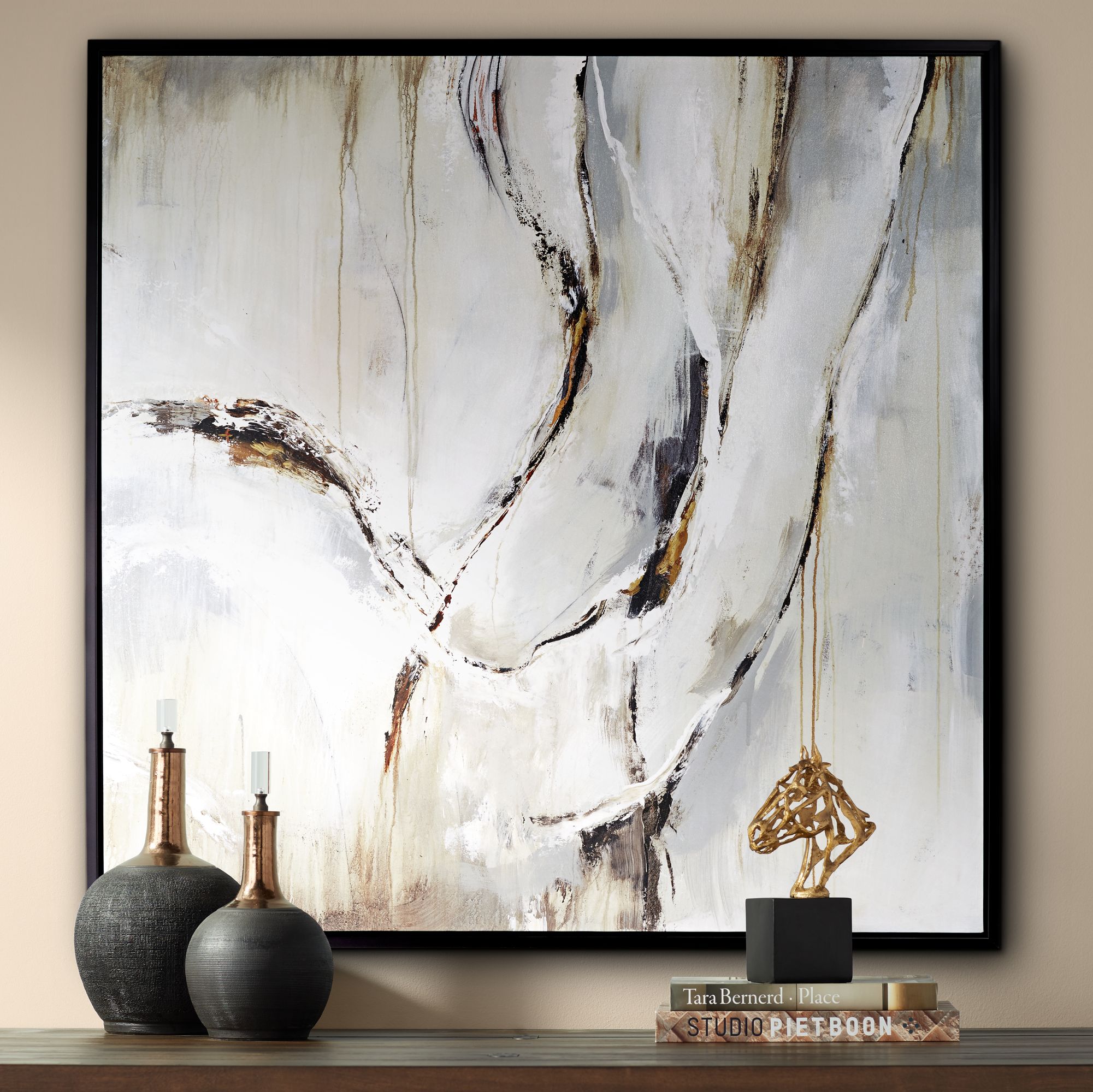 Natural Flowing Hand Imprint 45 3/4" Square Canvas Wall Art