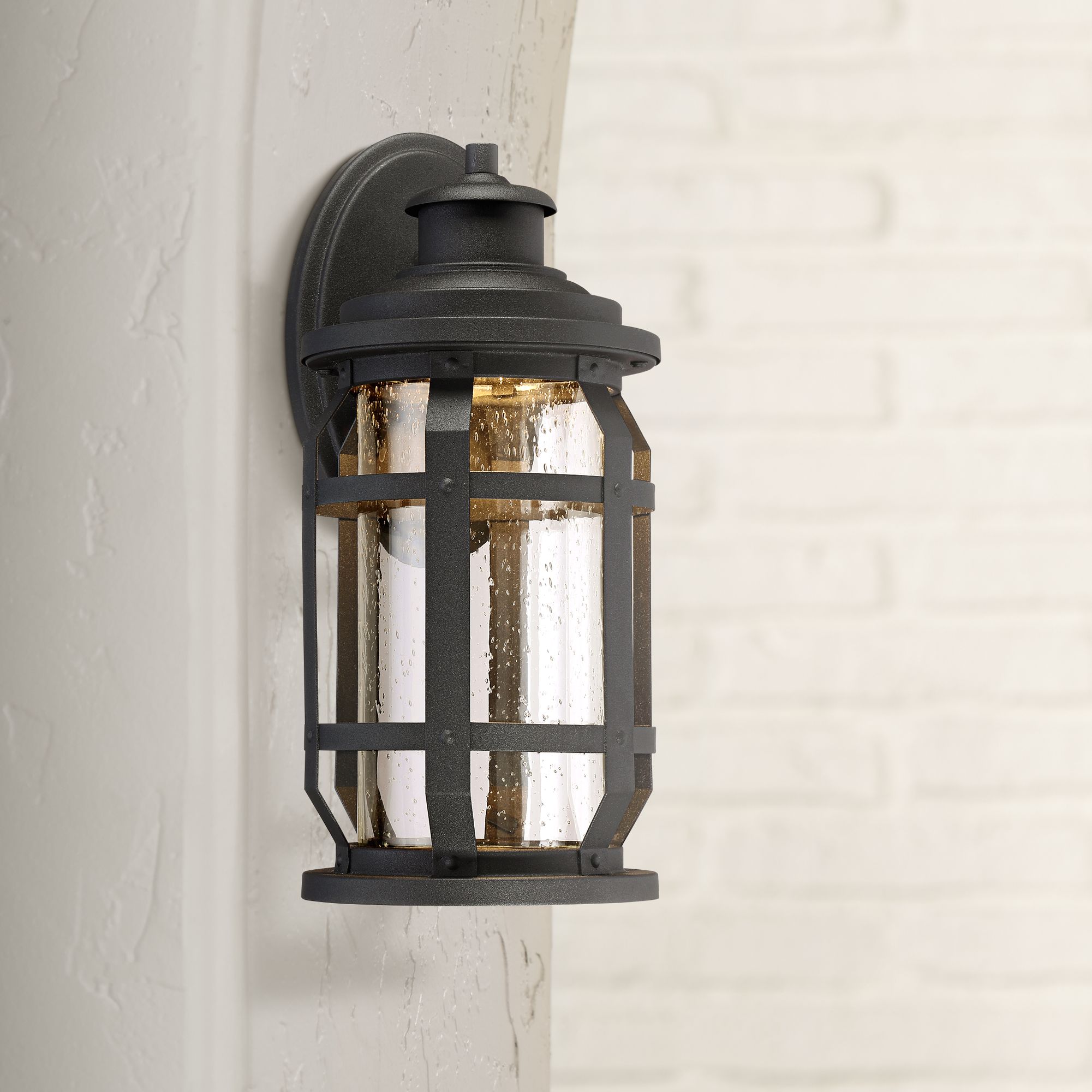 Delano 15 1/2" High Textured Black LED Outdoor Wall Light