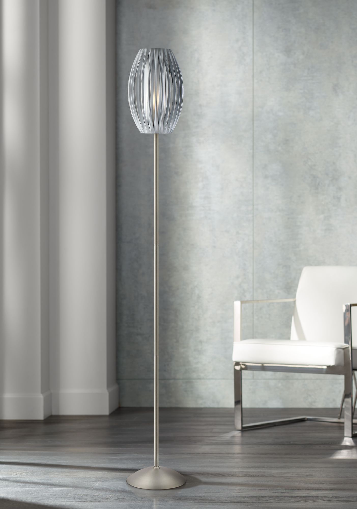 Lite Source 69 1/2" High Satin Steel Egg Floor Lamp