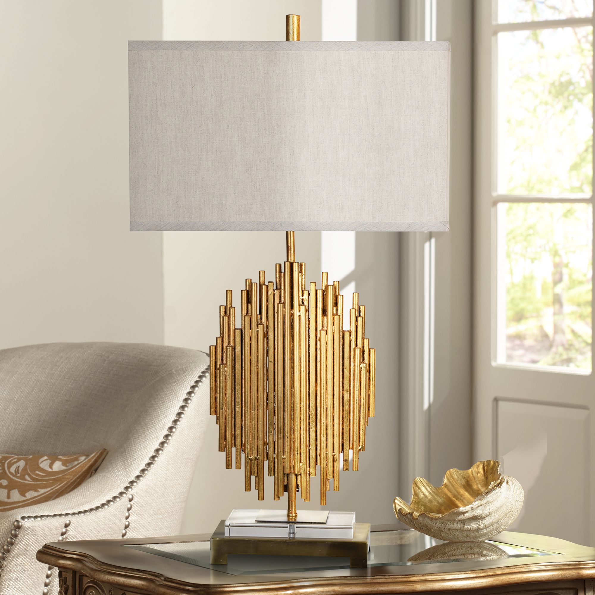 Crestview Collection Galveston Gold Metal Table Lamp