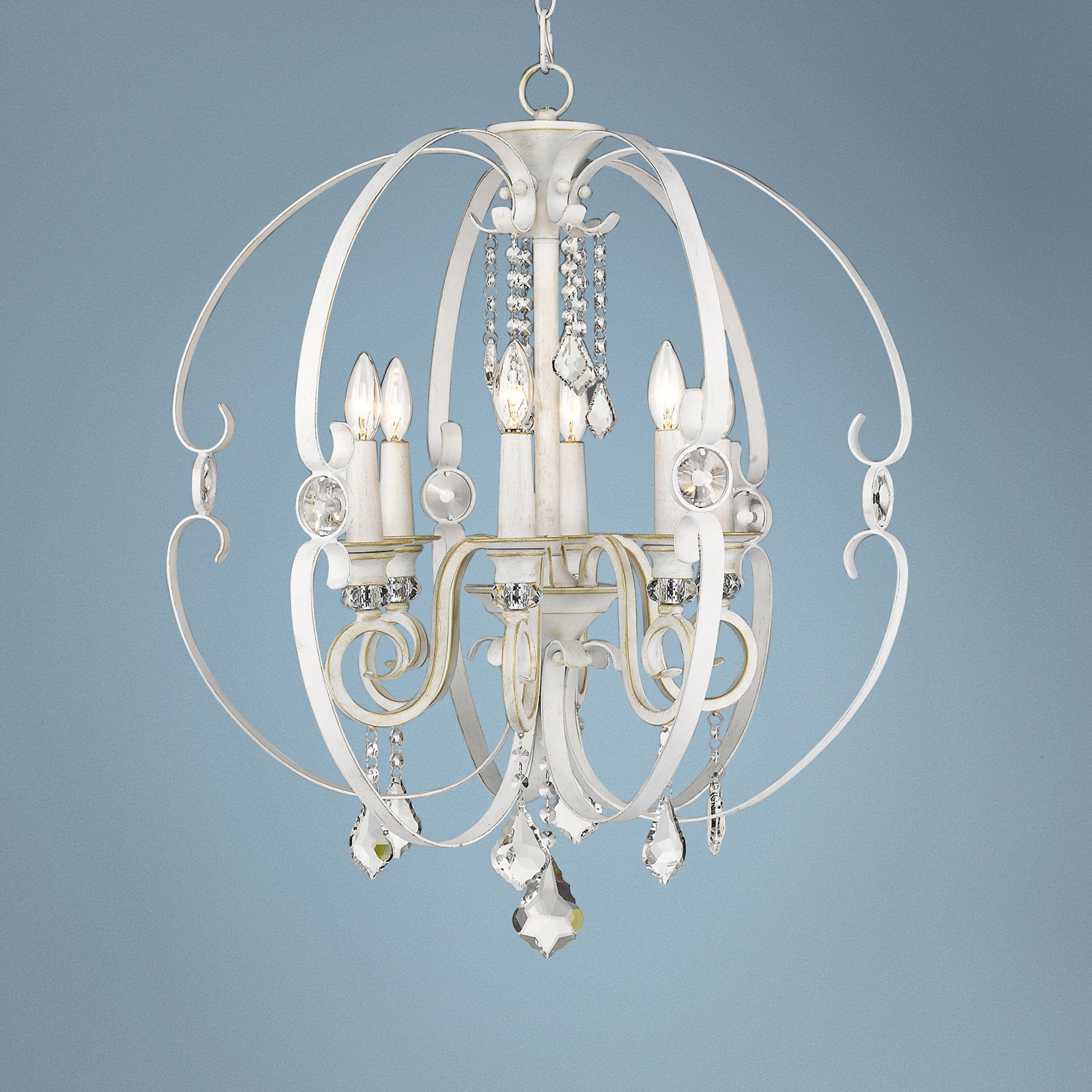 Ella 26" Wide French White 6-Light Chandelier