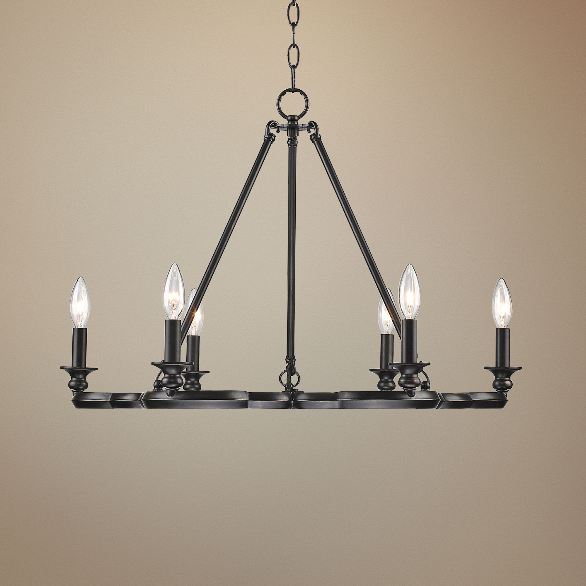Saxon 27 1/2" Wide Aged Bronze 6-Light Chandelier