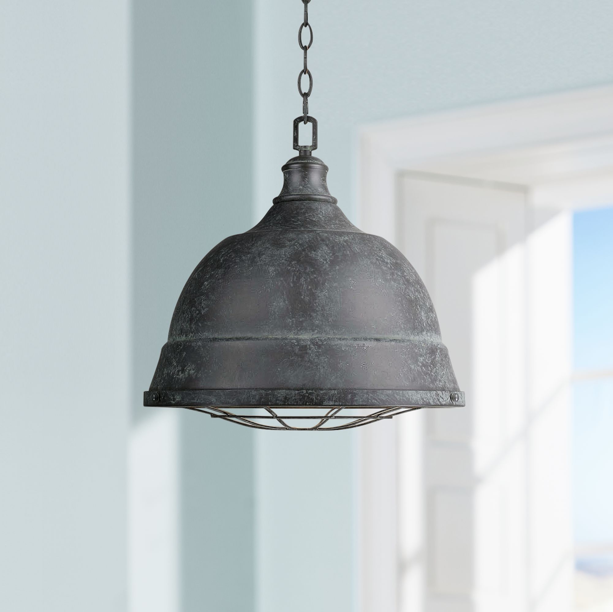 Bartlett 16 1/2" Wide Black Patina Pendant Light
