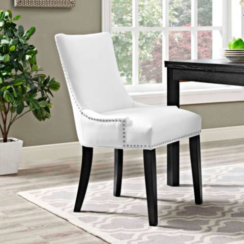 Marquis White Faux Leather Dining Chair, White Leather Dining Side Chair