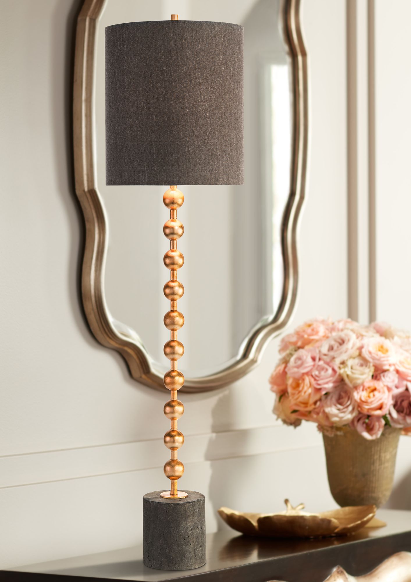 John Richard Cecily Gray Concrete and Gold Orb Buffet Lamp