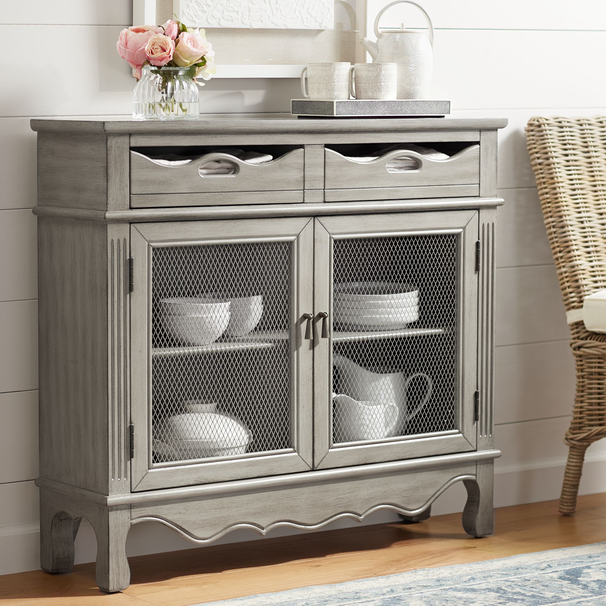 Mansfield 39 3/4" Wide Antique Taupe 2-Door Storage Cabinet