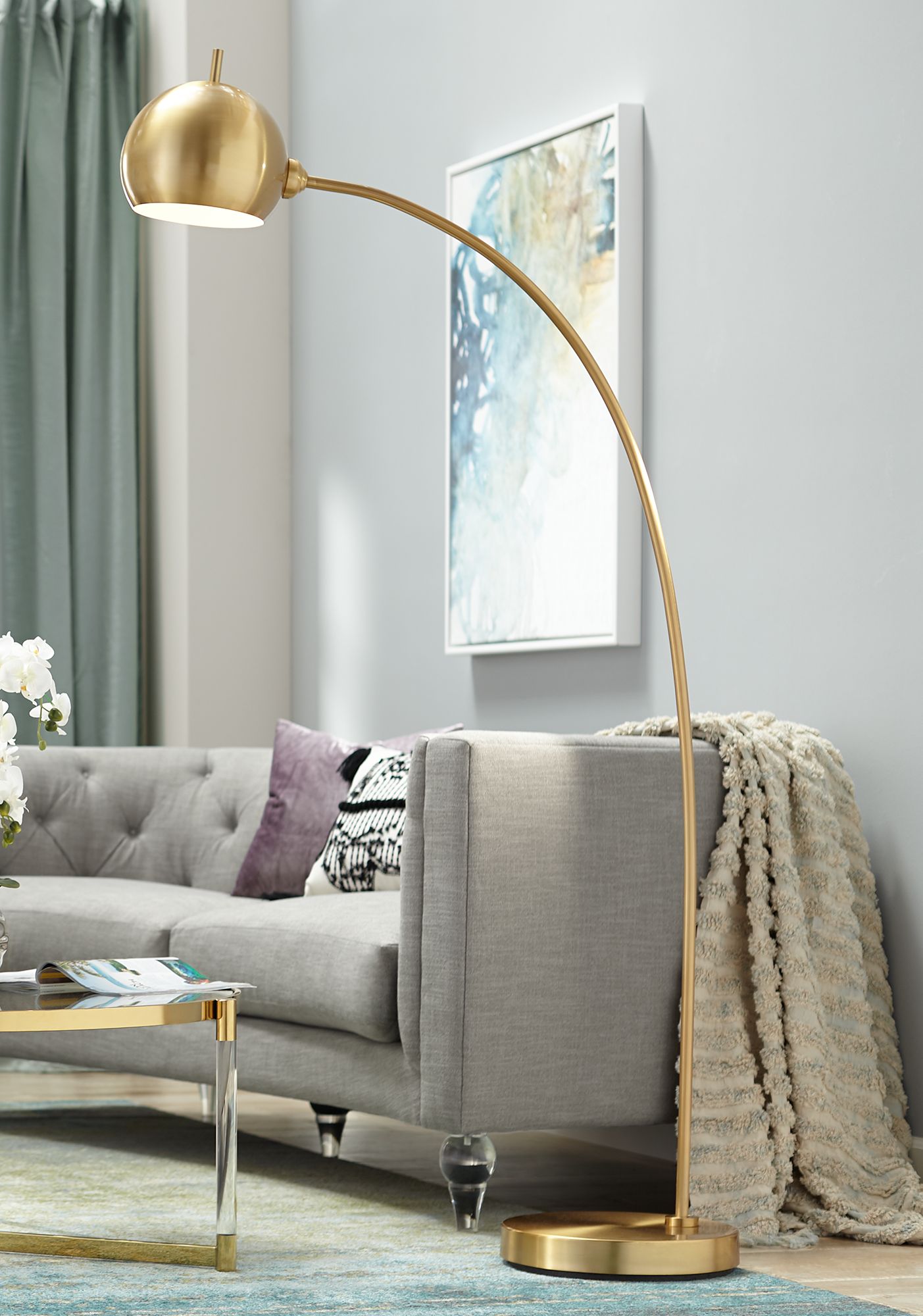 grey and gold floor lamp