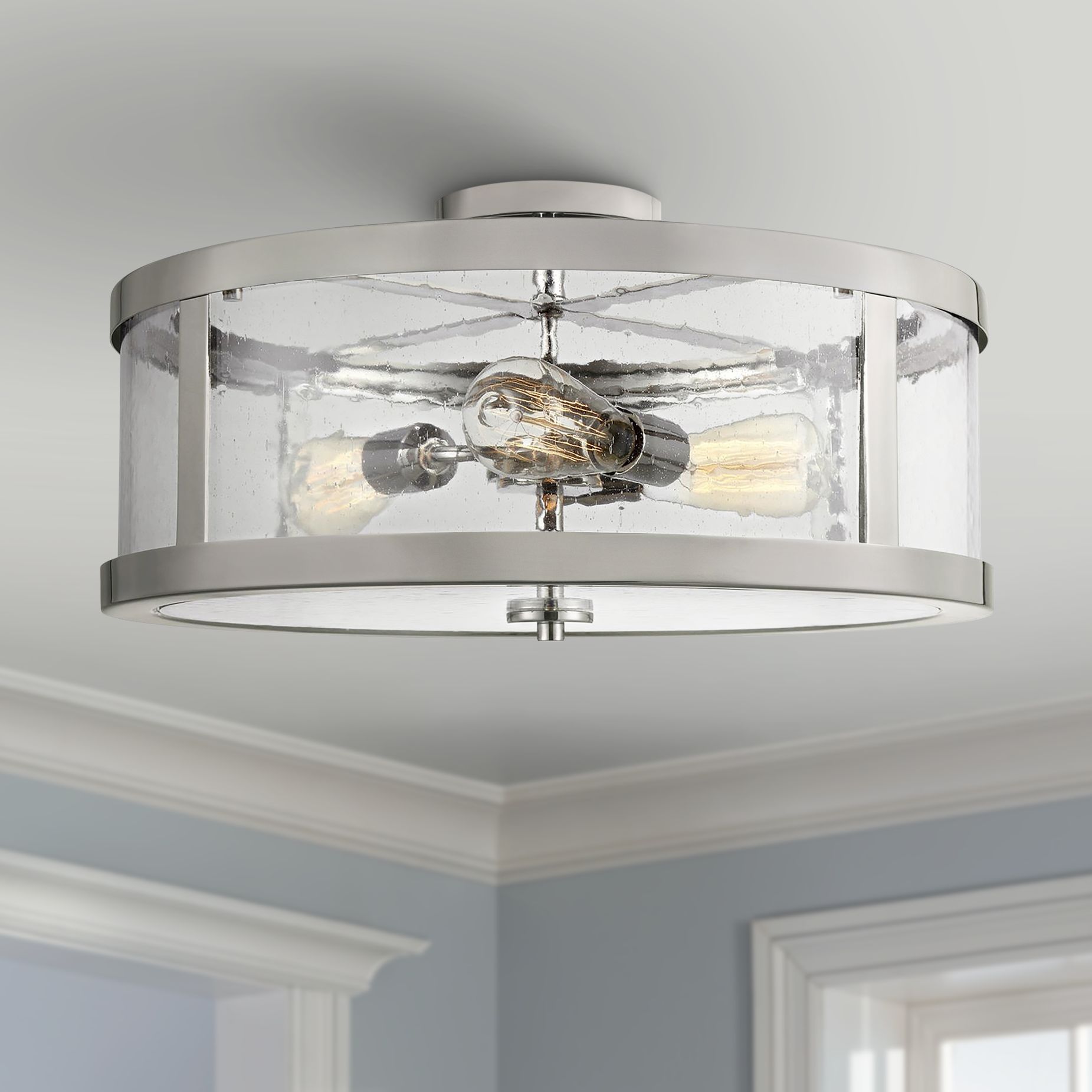Feiss Harrow 19 3/4"W Polished Nickel 3-Light Ceiling Light