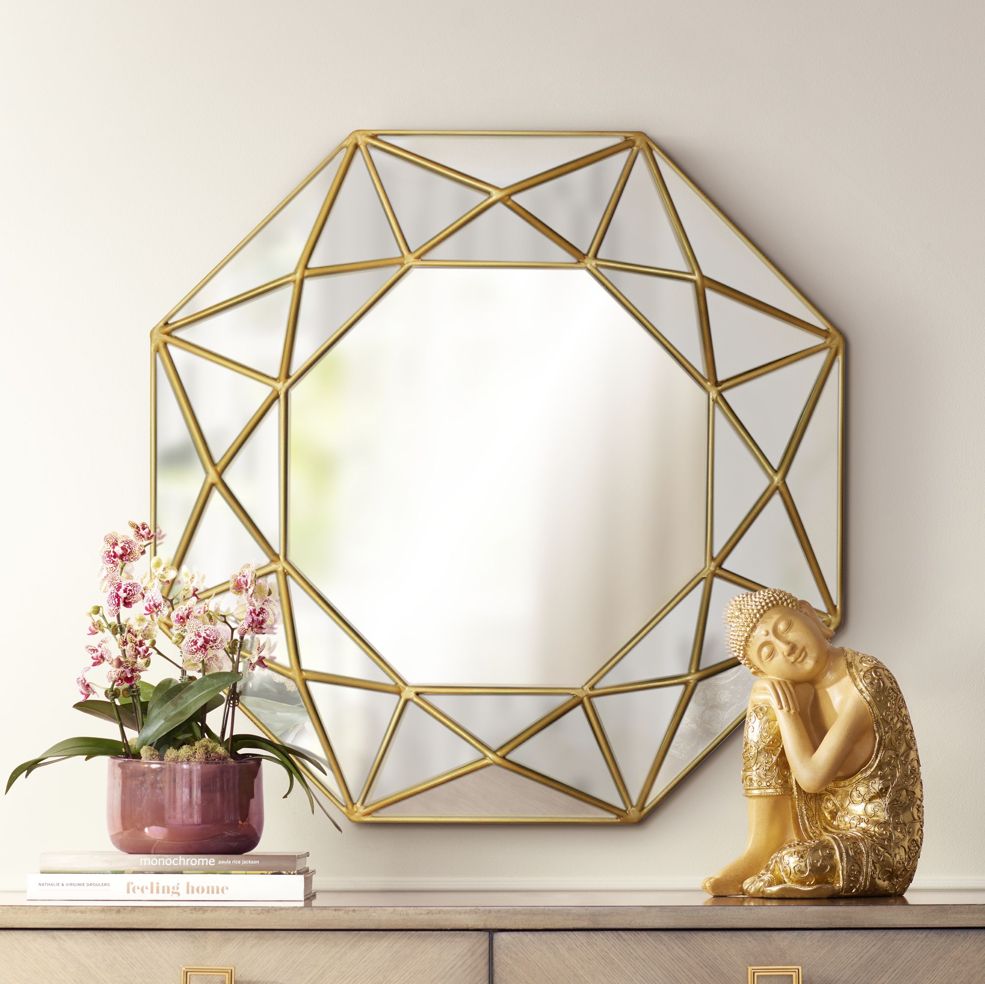 Varaluz Casa Geo Gold 31 1/2" Octagonal Wall Mirror
