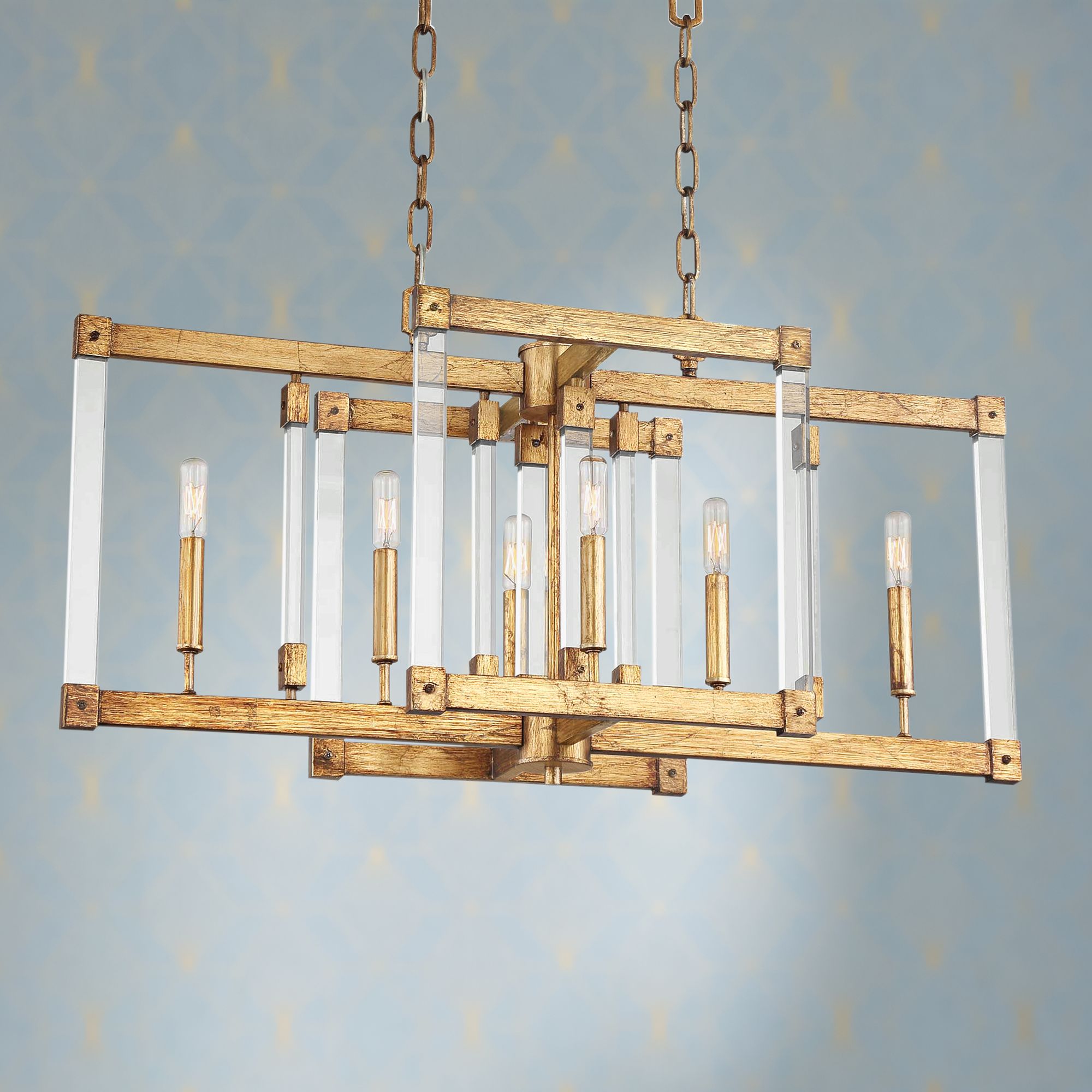 Halcyon 34" Wide Antiqued Gold Kitchen Island Light Pendant