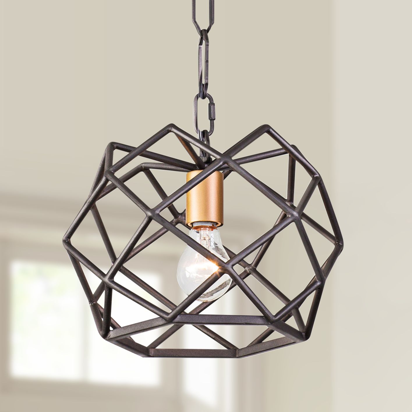 Varaluz Geo 12" Wide Antique Gold Mini Pendant