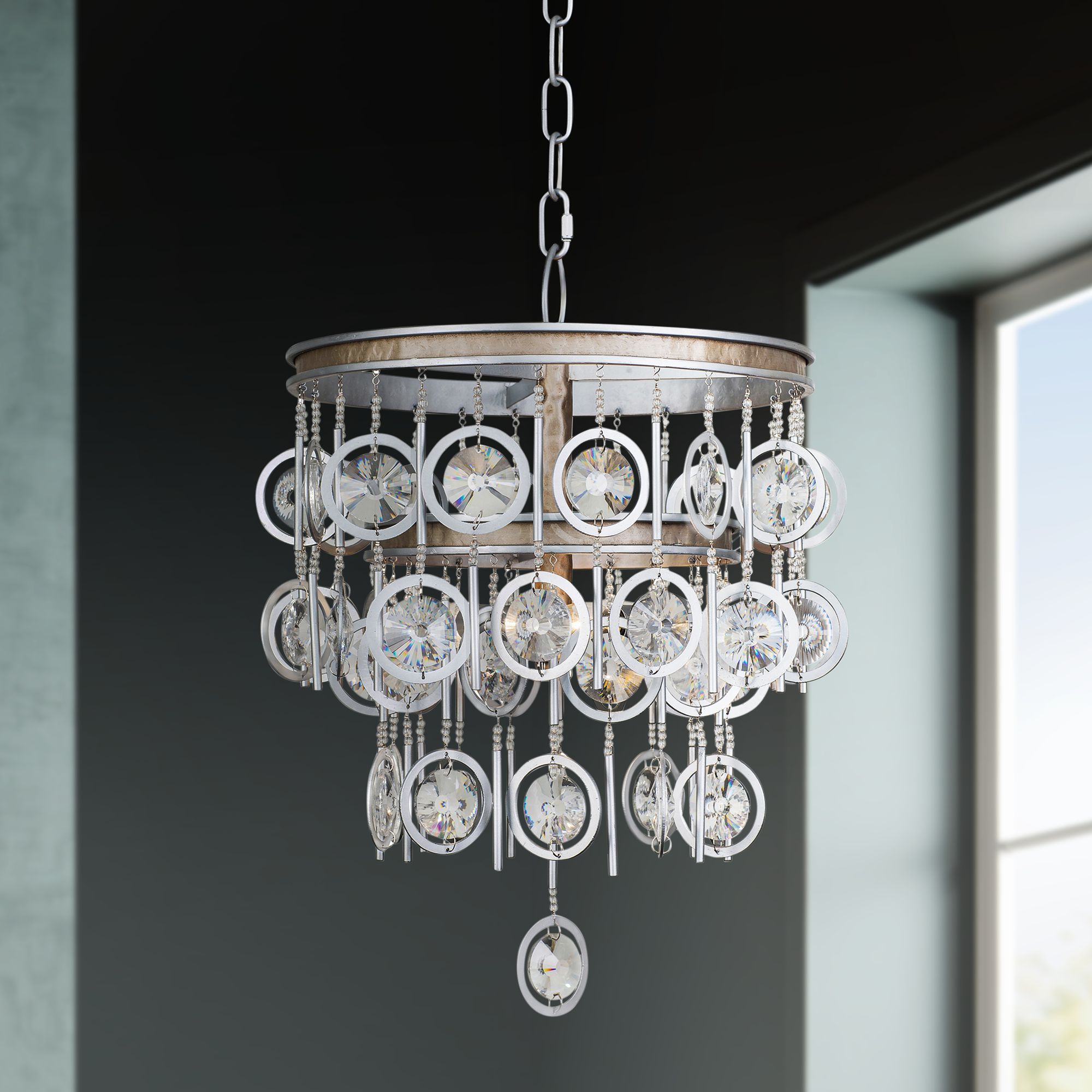 Varaluz Charmed 14" Wide Silver 3-Light Crystal Pendant