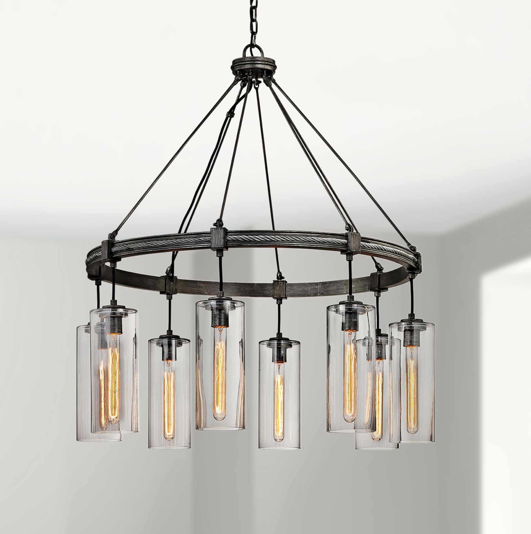 Union Square 36 Wide Graphite 8 Light Ring Chandelier 34v40