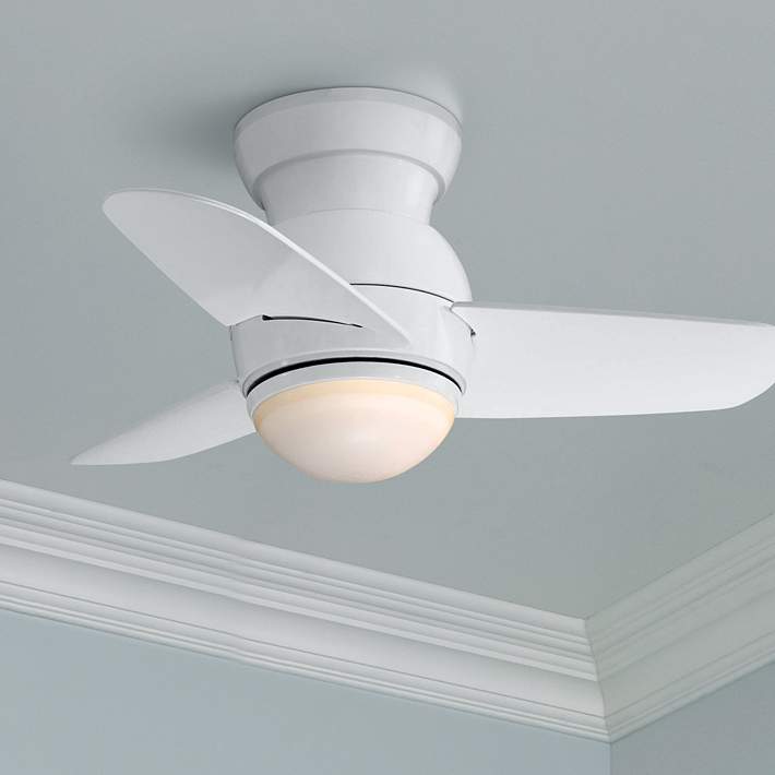 26 Minka Aire Spacesaver White Hugger, Space Saving Ceiling Fan With Light