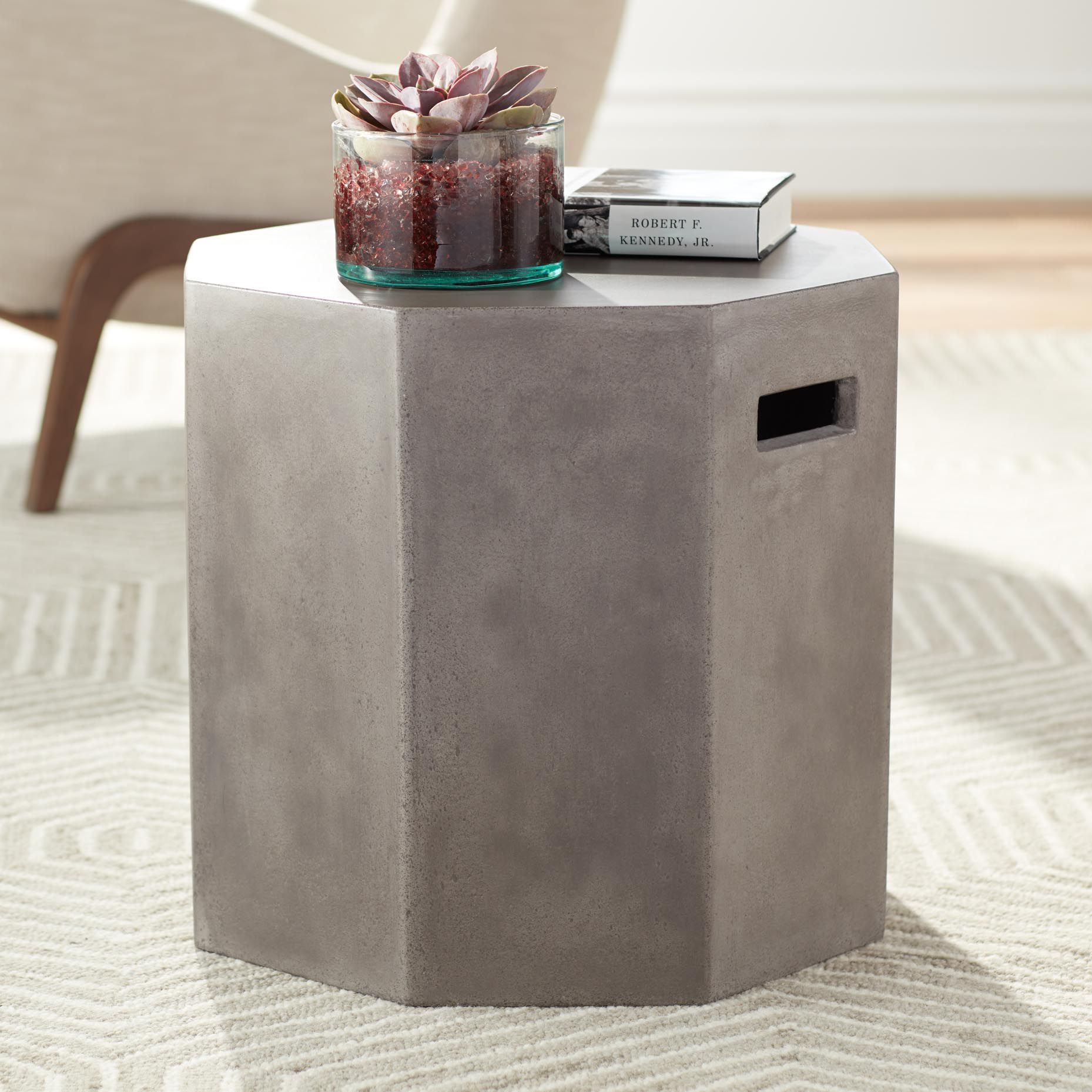 Ollo 18" High Gray Concrete End Table 34Y40 Lamps Plus