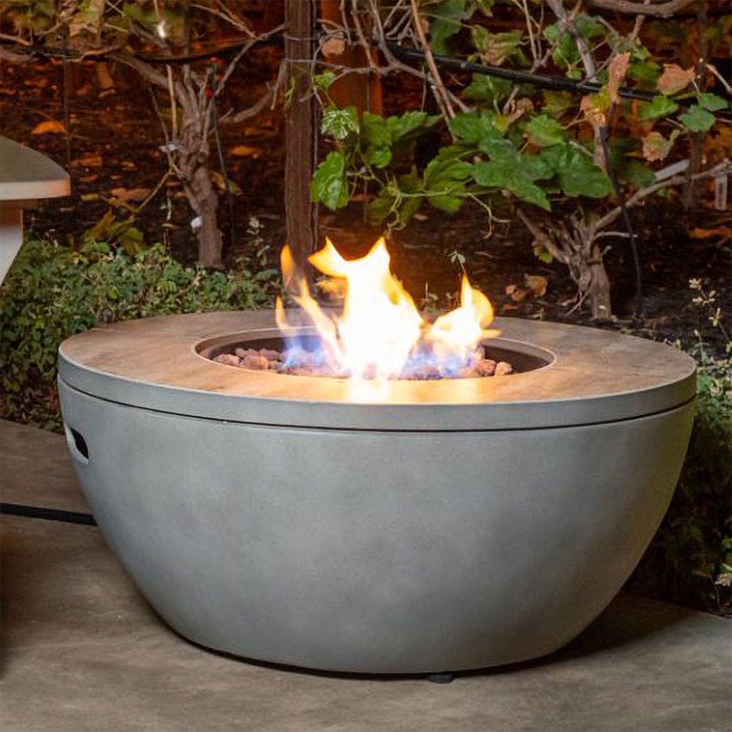 Stone Canyon 28" Round Gray Envirostone Propane Gas Fire Pit 351D0