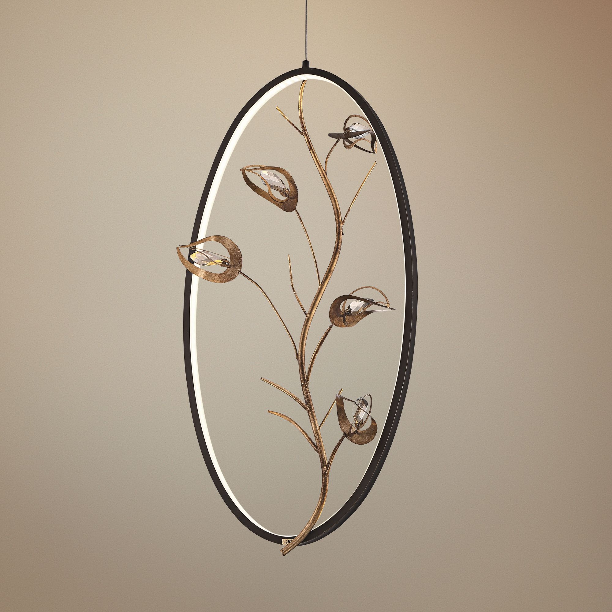 Peralta 12 3/4" Wide Gold and Bronze LED Ring Pendant Light