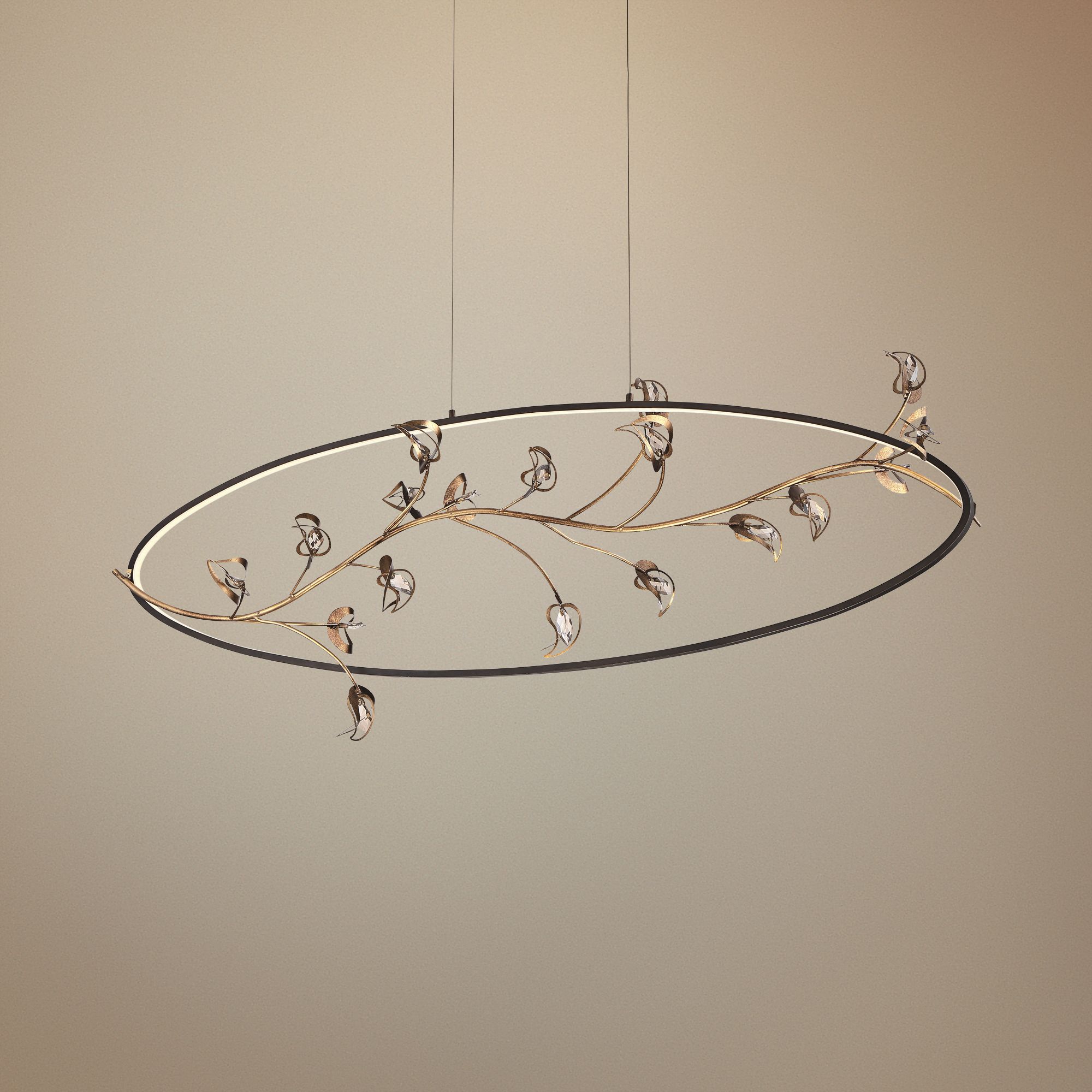 Peralta 49" Wide Gold and Bronze LED Oval Ring Pendant Light