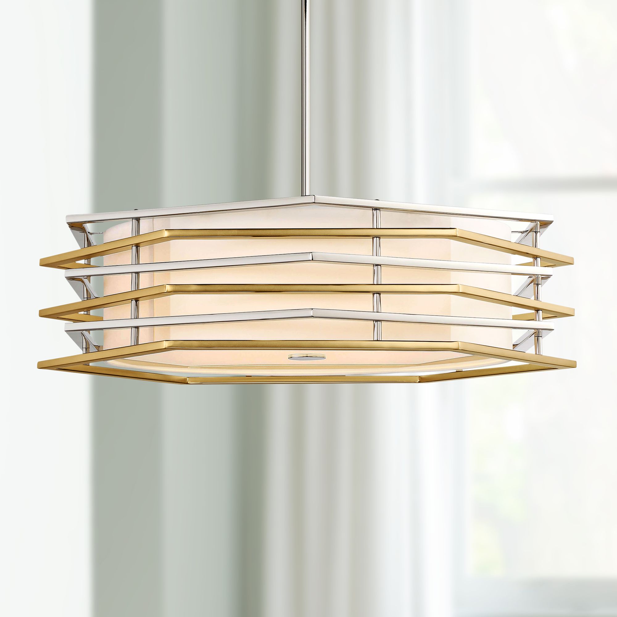 Levels 26"W Polished Nickel and Honey Gold LED Pendant Light