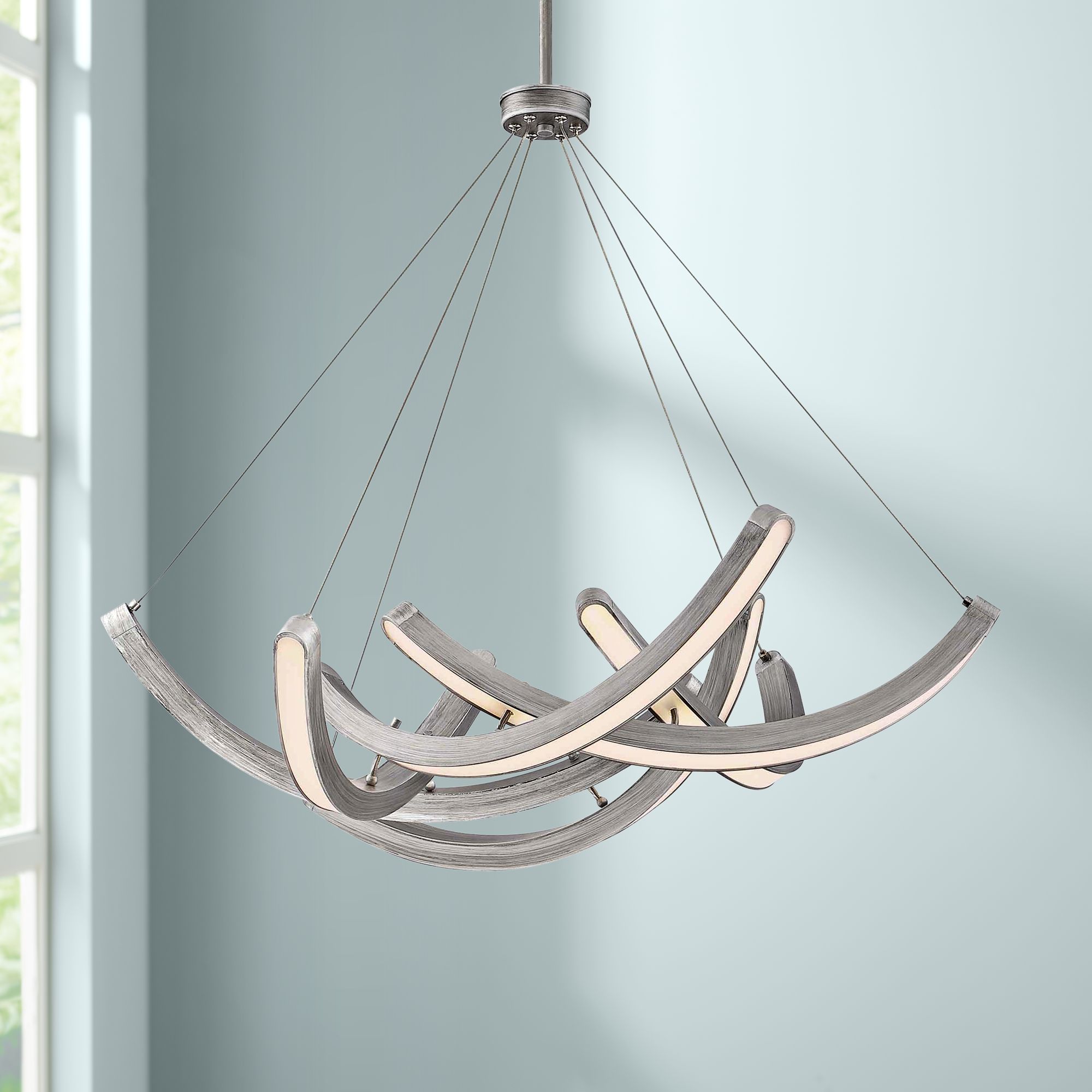 Swing Time 30" Wide Brushed Silver LED Chandelier