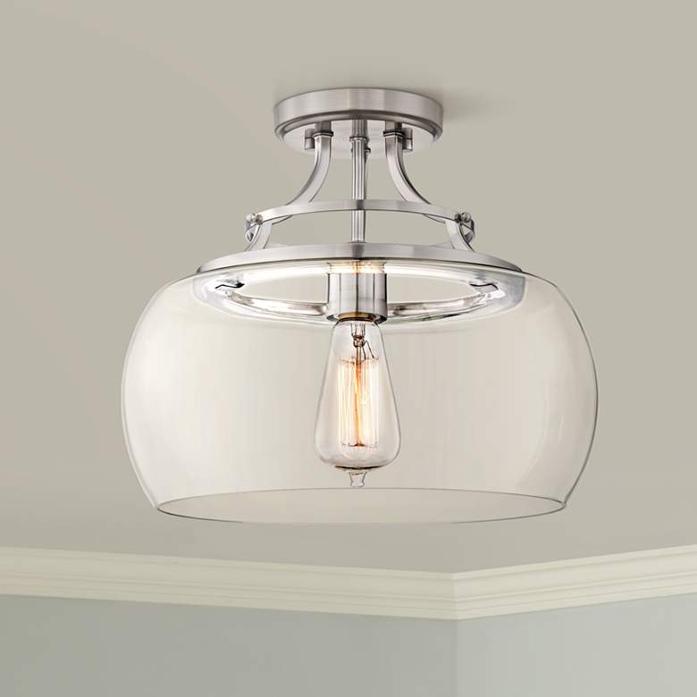 Charleston 13 1/2&quot; Wide Brushed Nickel LED Ceiling Light