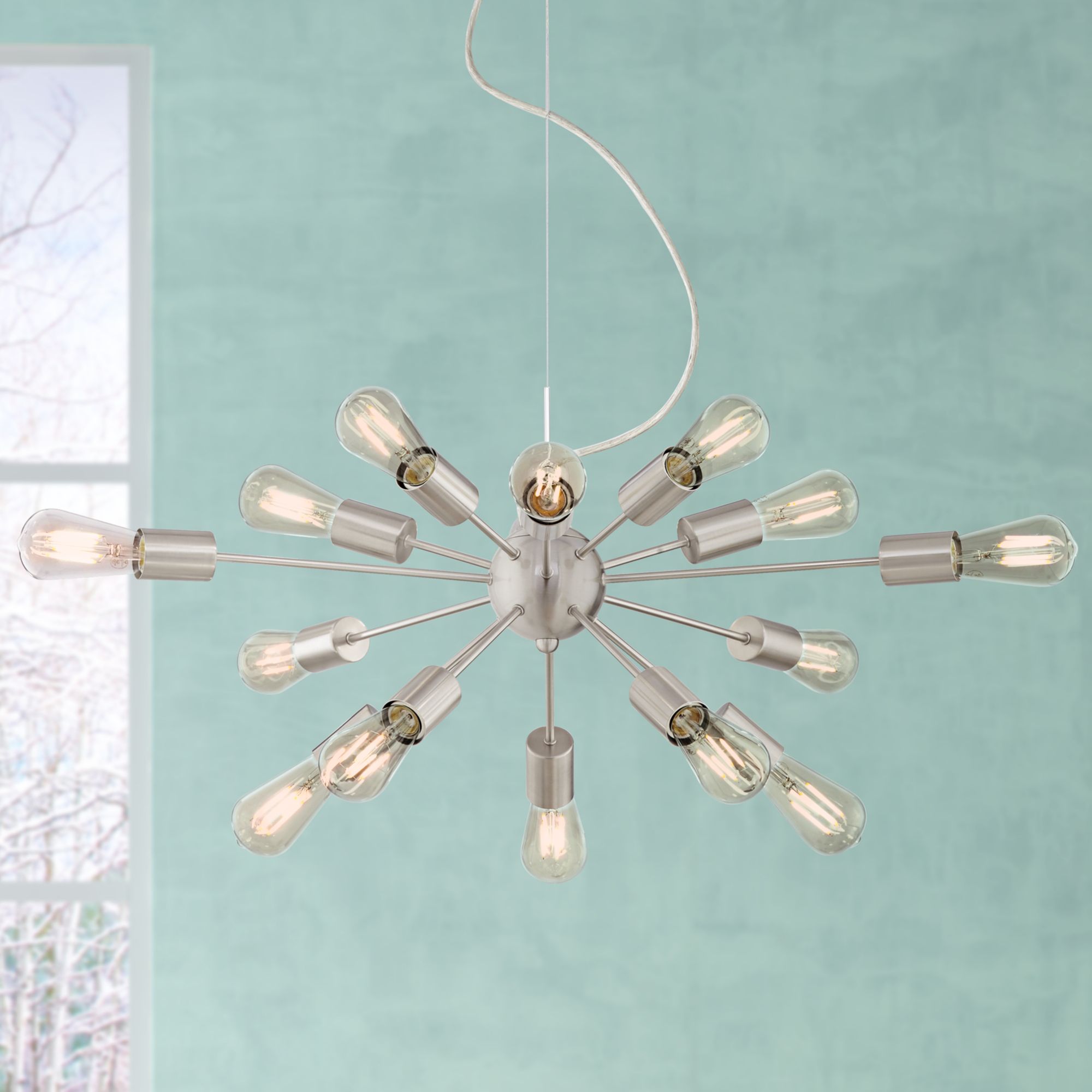 Hemingson 32 1/2" W Brushed Nickel 15-LED Sputnik Chandelier