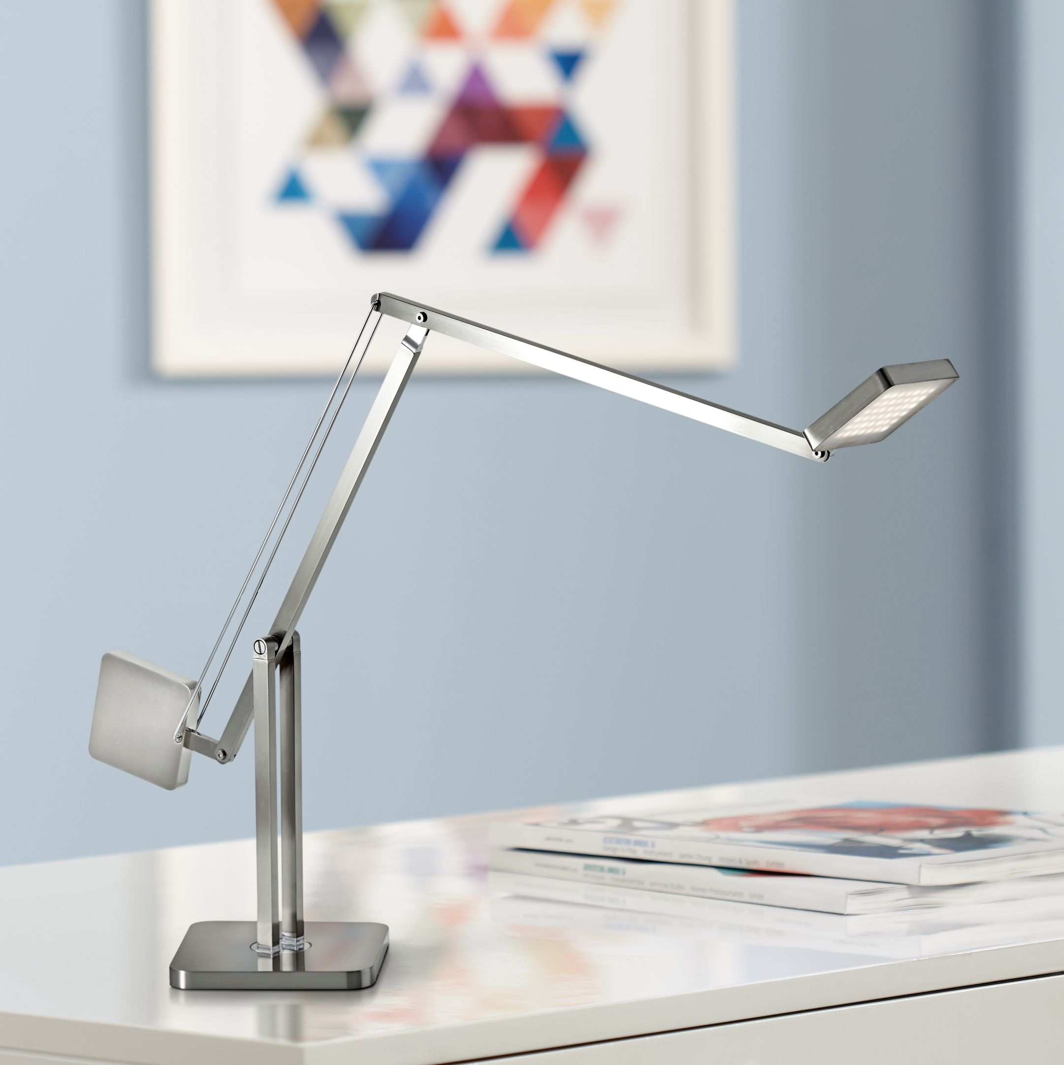 Modern Cooper Brushed Steel Adjustable LED Desk Lamp