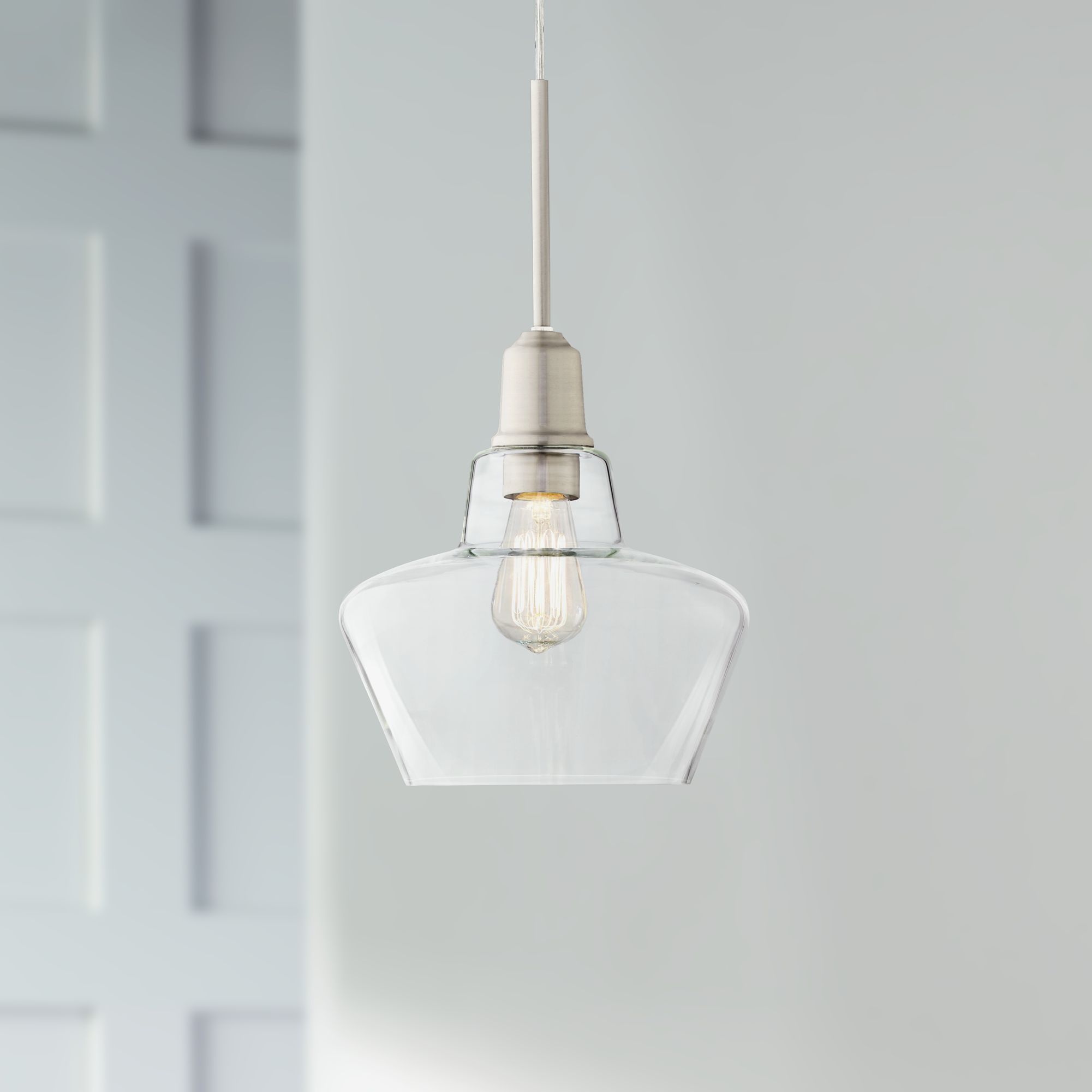 Madoc 9 1/2" Wide Nickel and Clear Glass LED Mini Pendant