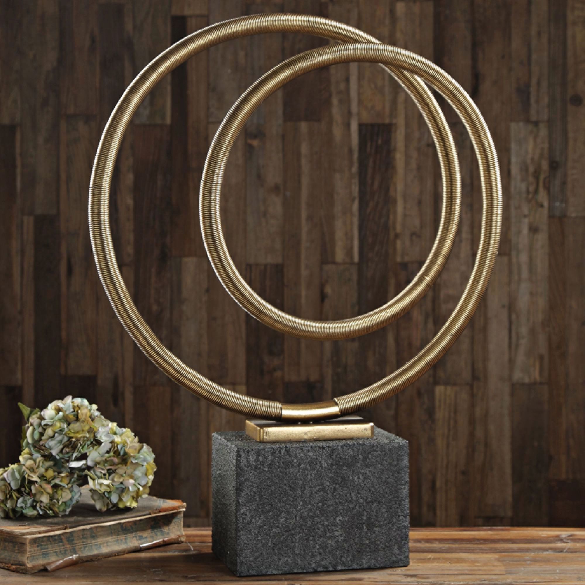 Oja 27 1/4" High Modern Gold Metal Sculpture by Uttermost