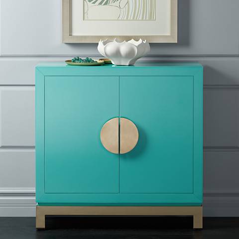 accent cabinet teal door glossy walden living cart